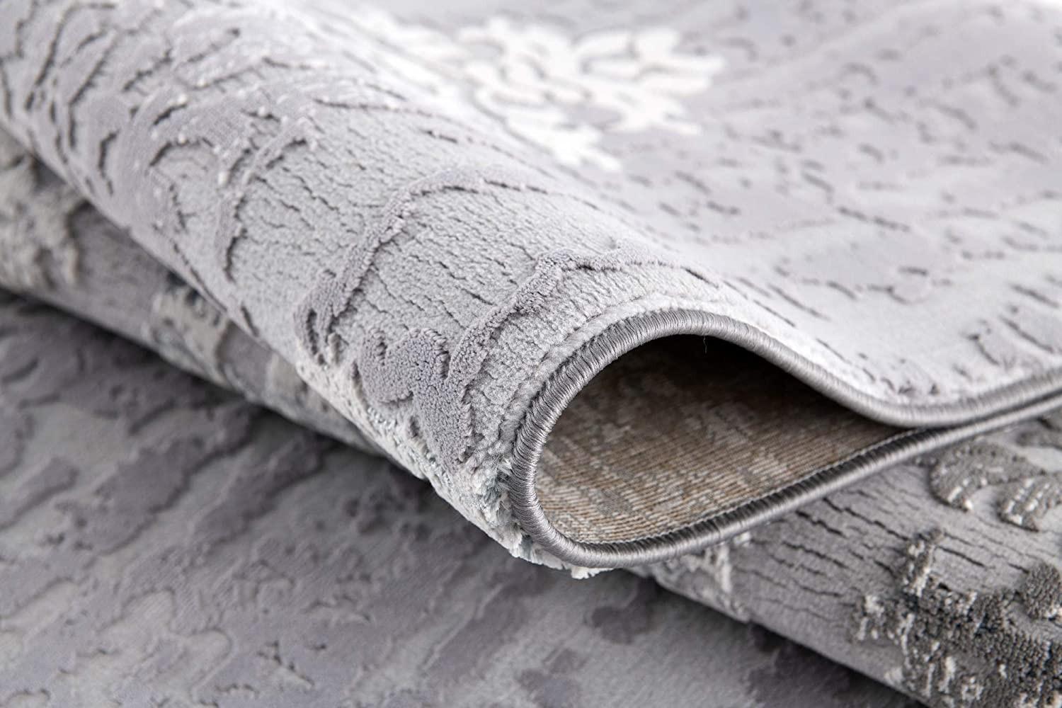 2’ x 10’ Gray Dripping Damask Runner Rug