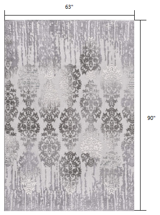 5’ x 8’ Gray Dripping Damask Area Rug
