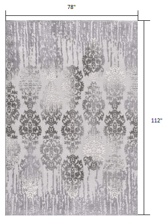 7’ x 10’ Gray Dripping Damask Area Rug