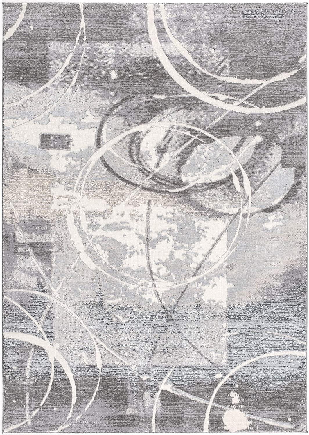 5’ x 8’ Gray Abstract Splatter Area Rug Default Title