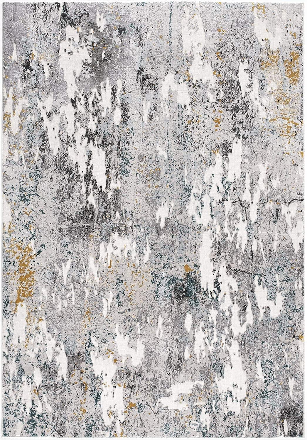 7’ x 10’ Gray Distressed Modern Abstract Area Rug