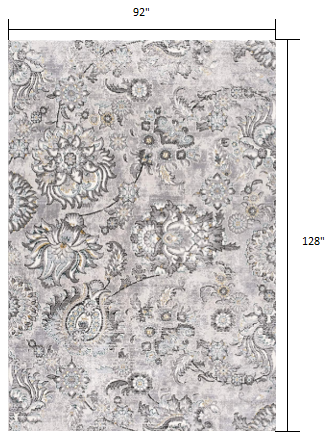 8’ x 11’ Gray Modern Jacobean Floral Area Rug