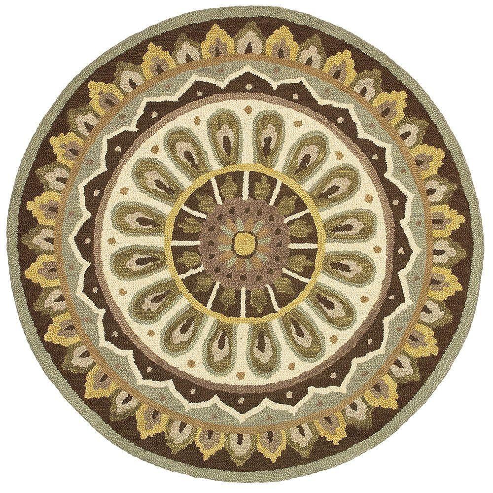 6’ Round Brown Medallion Area Rug Default Title