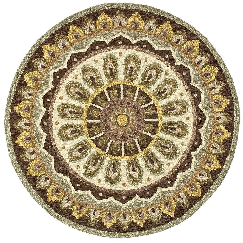 6’ Round Brown Medallion Area Rug