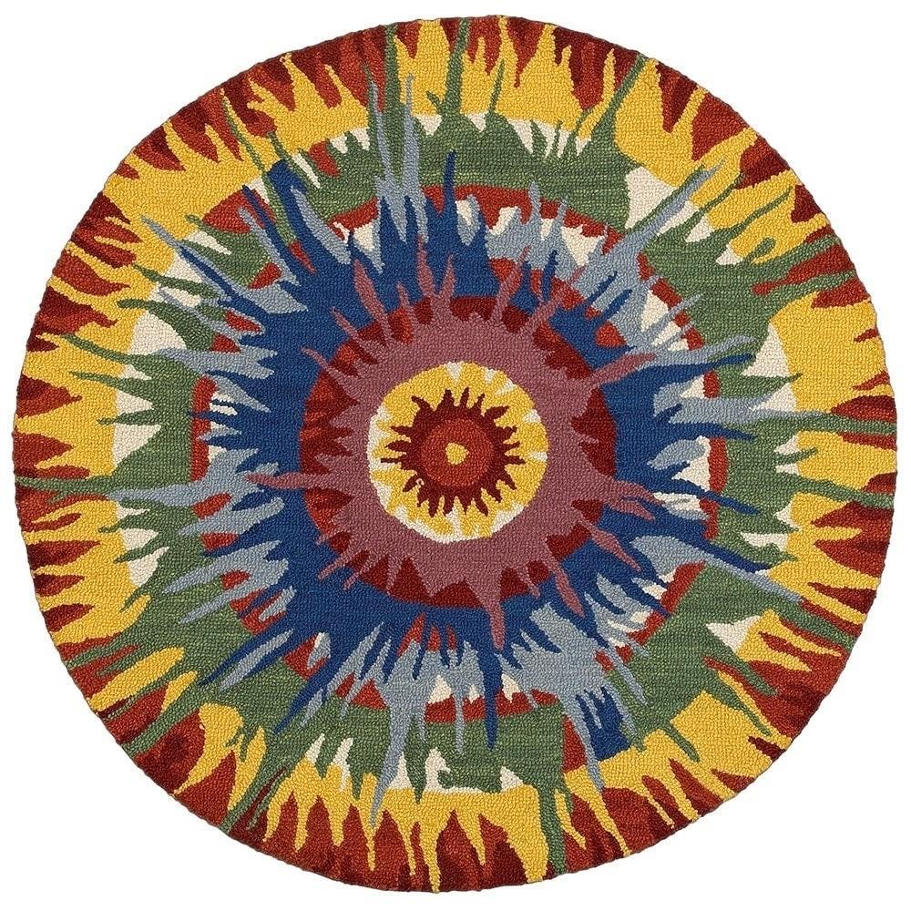 6’ Round Multicolored Burst Area Rug Default Title