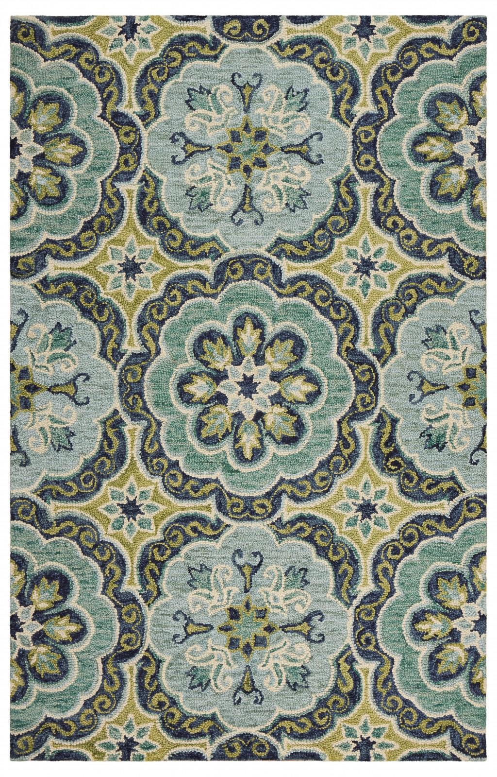 8’ x 10' Green Floral Artwork Area Rug Default Title