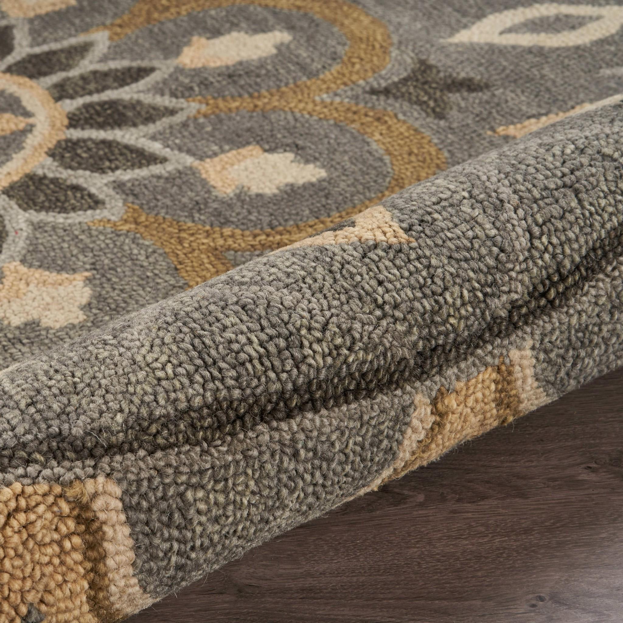 6’ Round Gray and Beige Medallion Area Rug Default Title