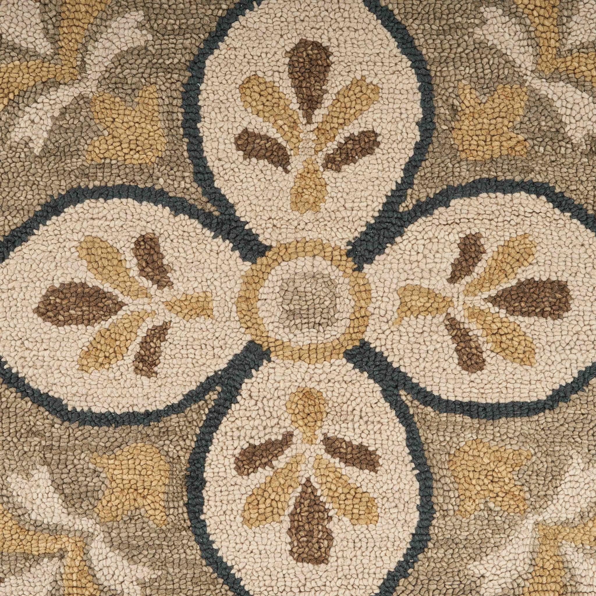 6’ Round Taupe Traditional Medallion Area Rug
