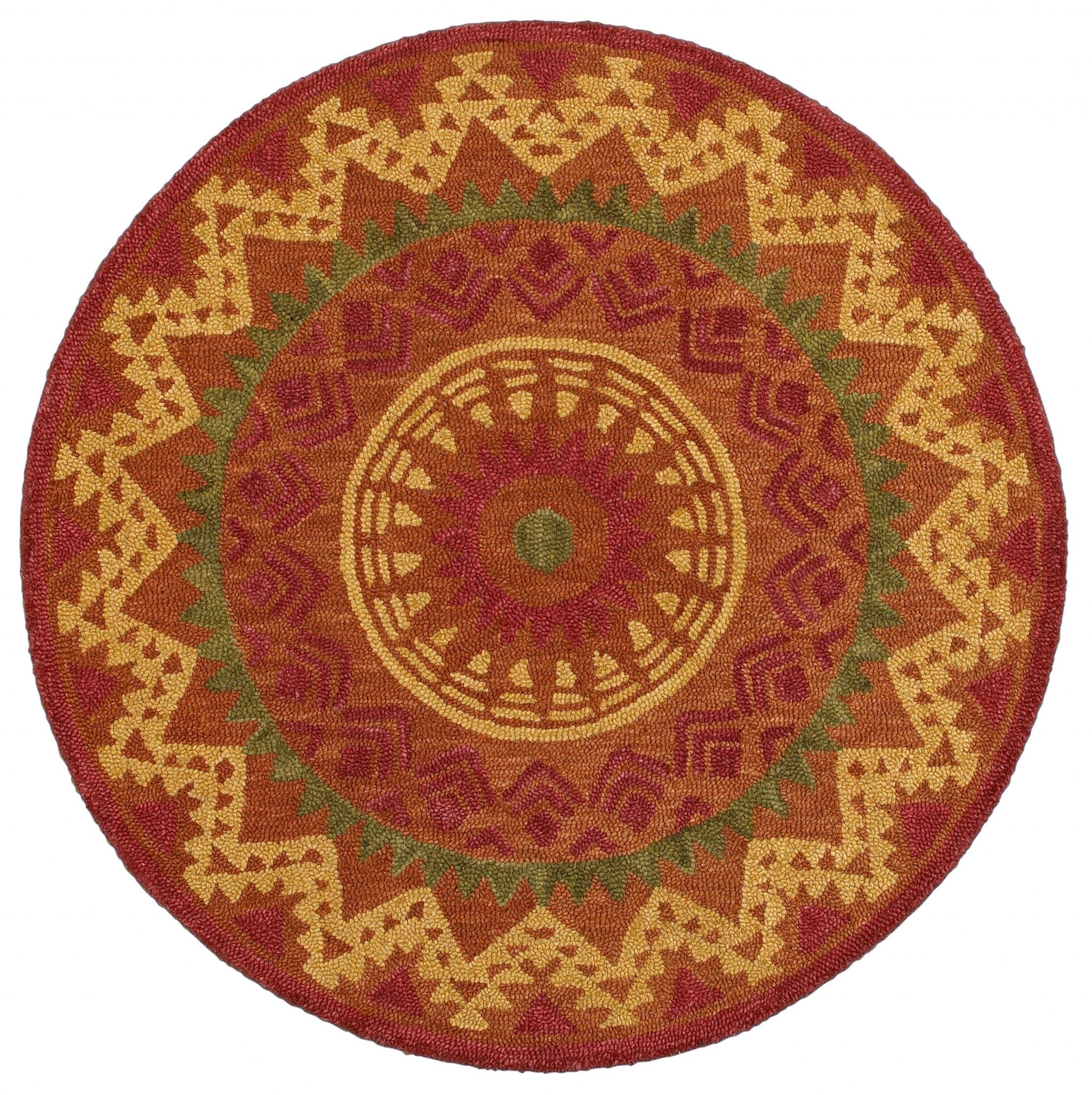4’ Round Orange Decorative Area Rug Default Title