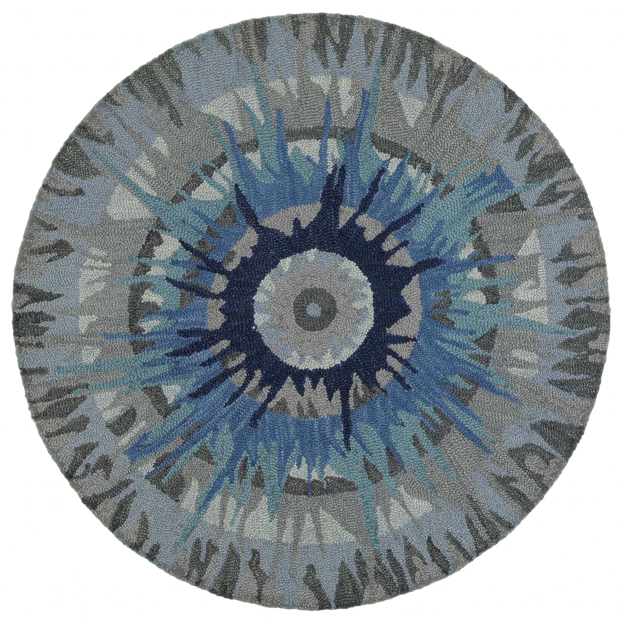 4’ Round Blue Colorburst Area Rug Default Title