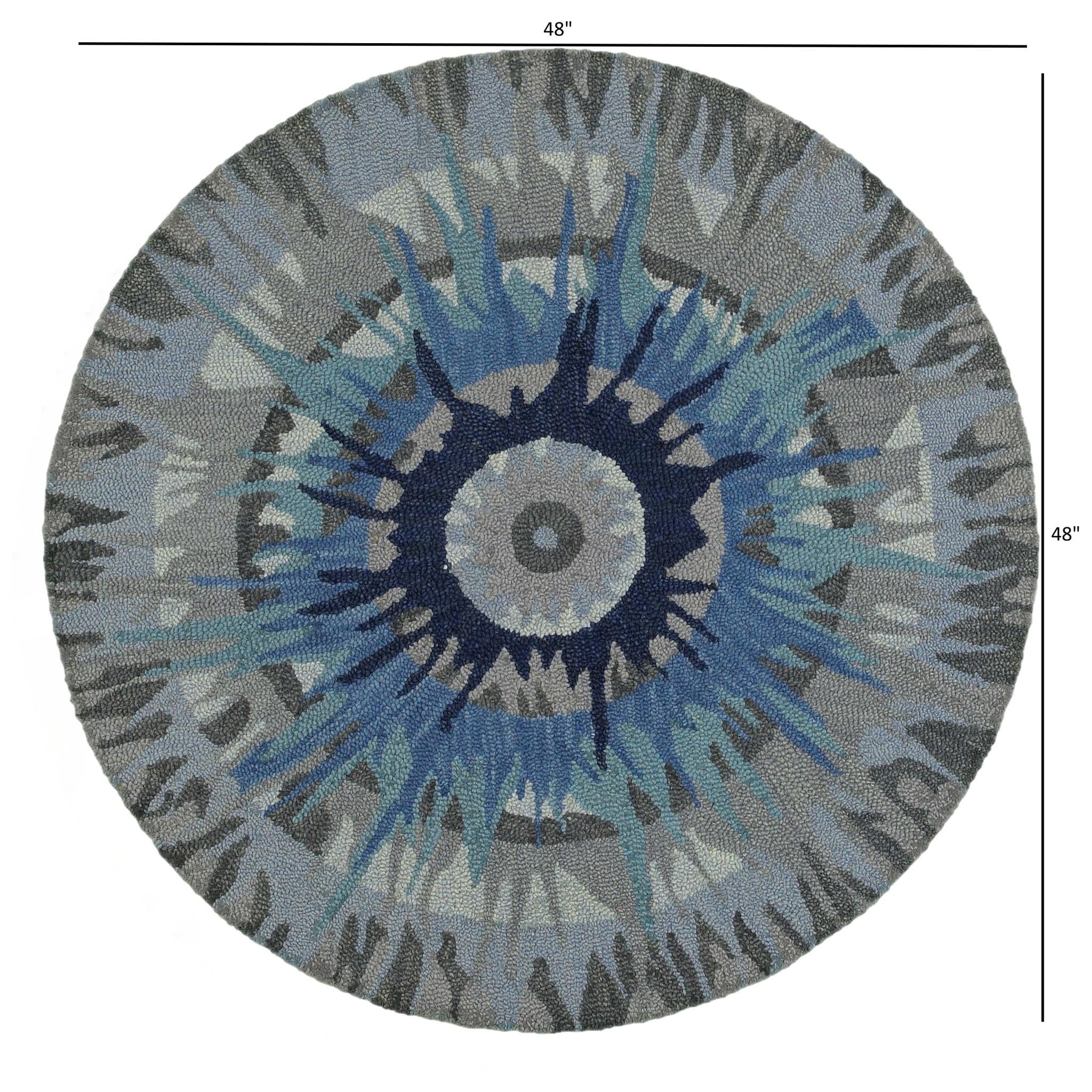 4’ Round Blue Colorburst Area Rug