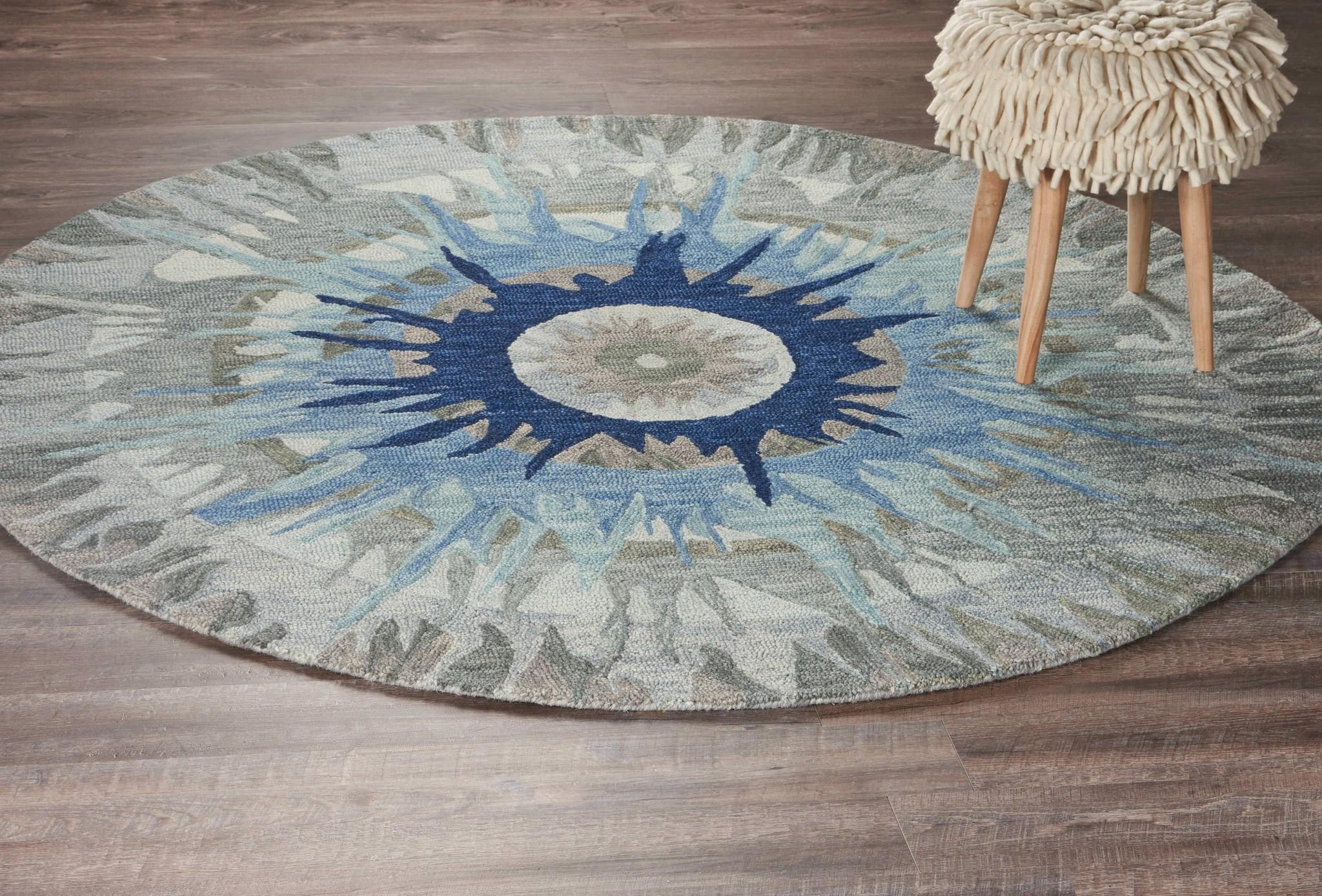 6’ Round Blue Colorburst Area Rug