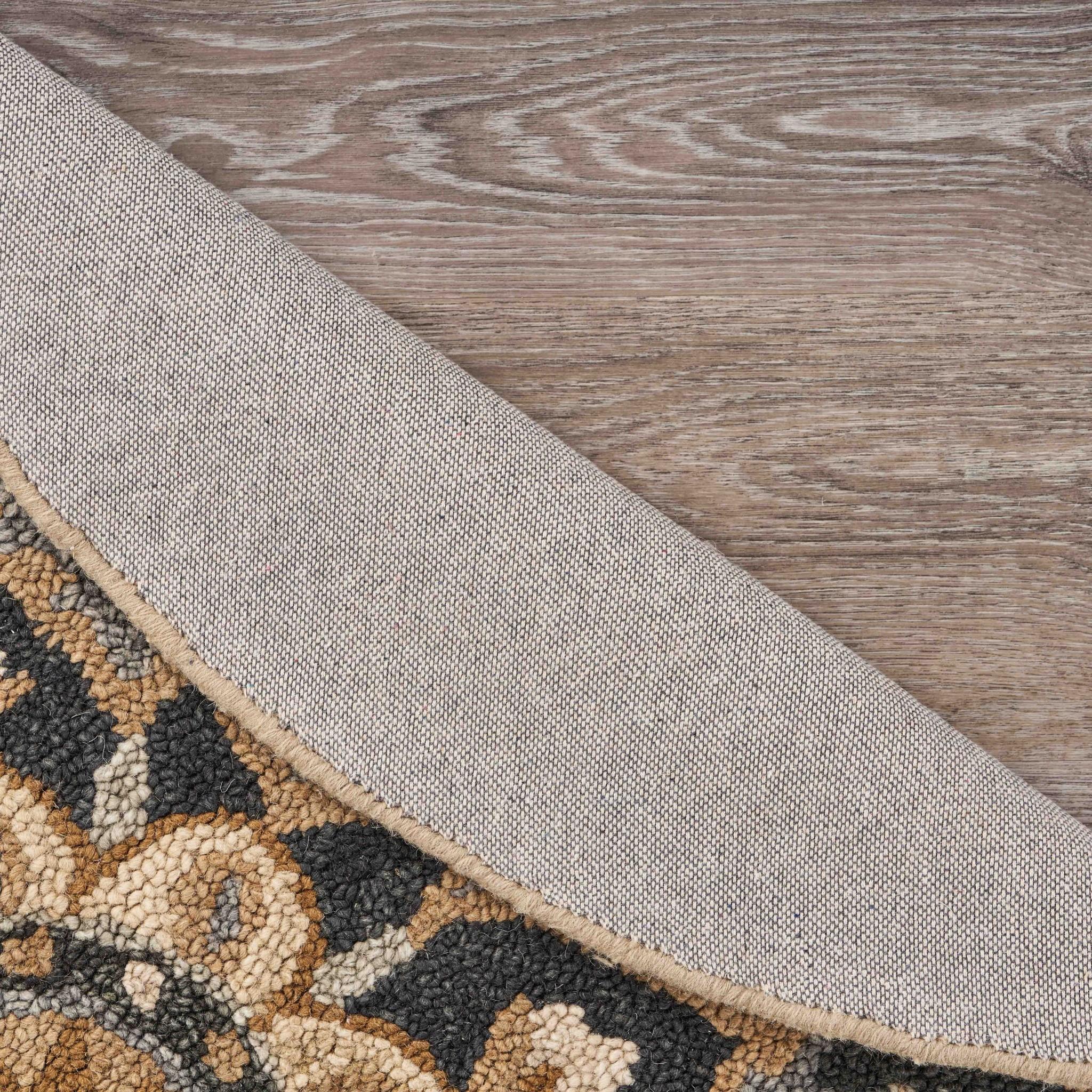 6’ Round Black Flower Blossom Area Rug