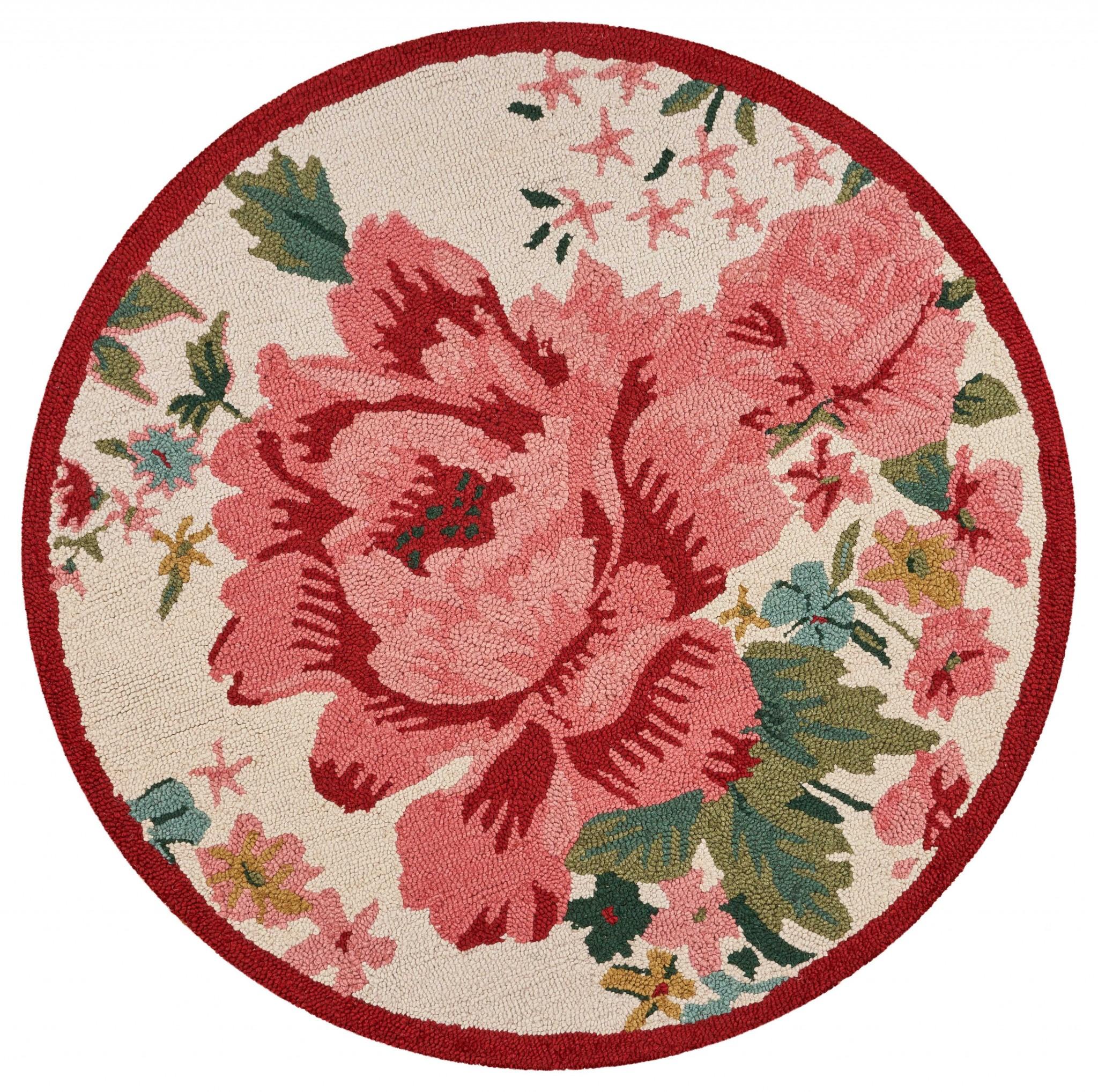 6’ Round Pink Rose Area Rug Default Title