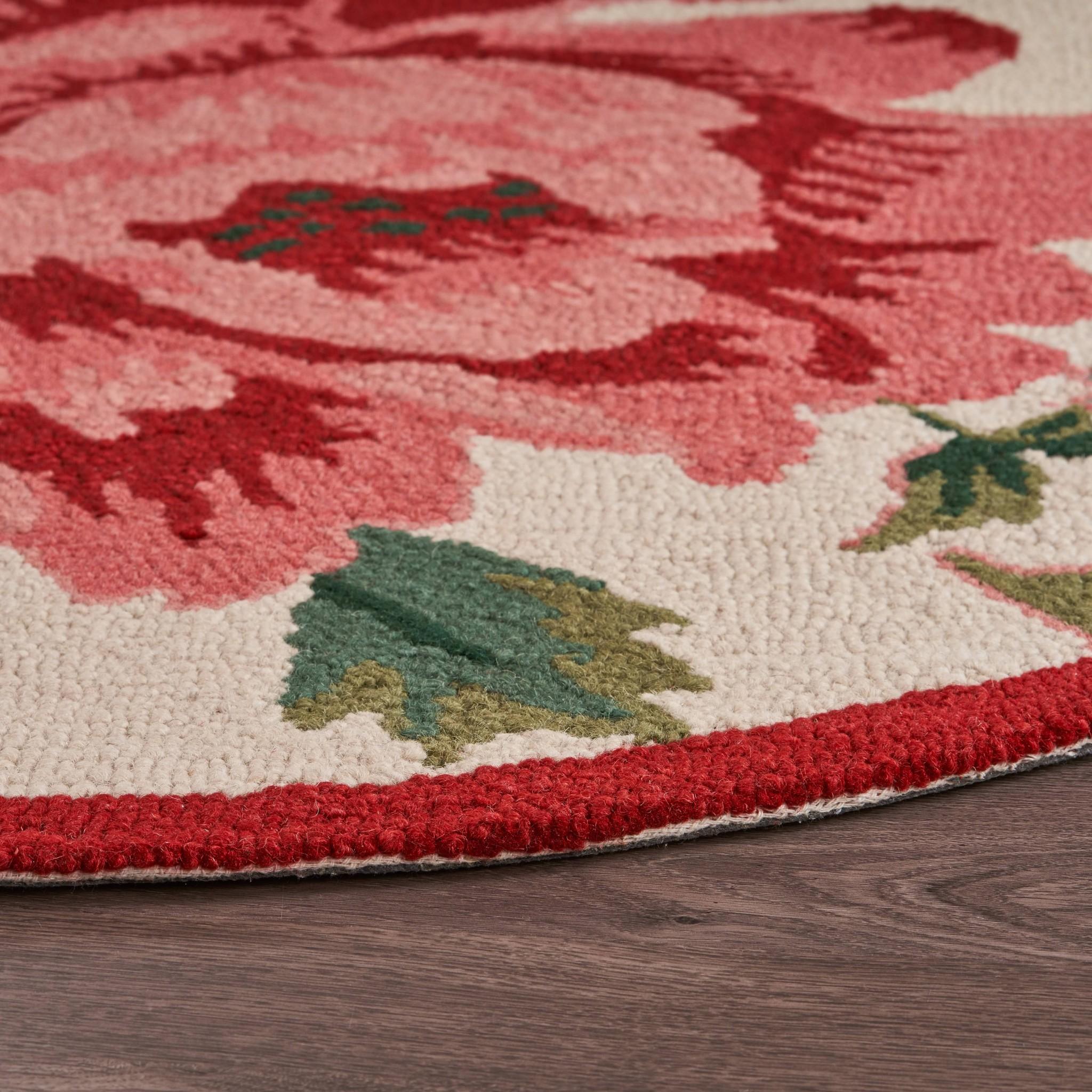 6’ Round Pink Rose Area Rug