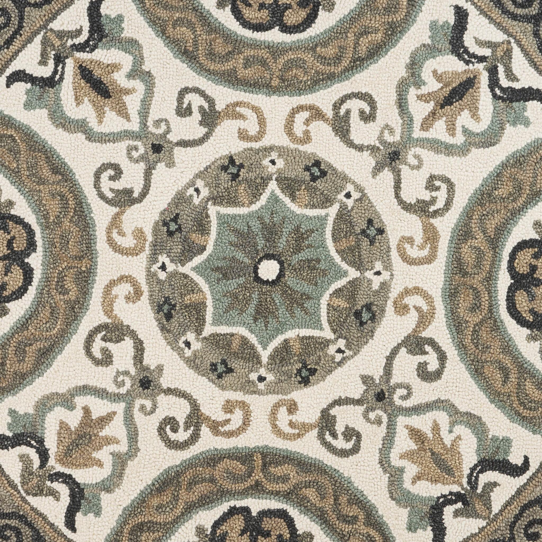 4’ Round Gray Ornate Medallion Area Rug