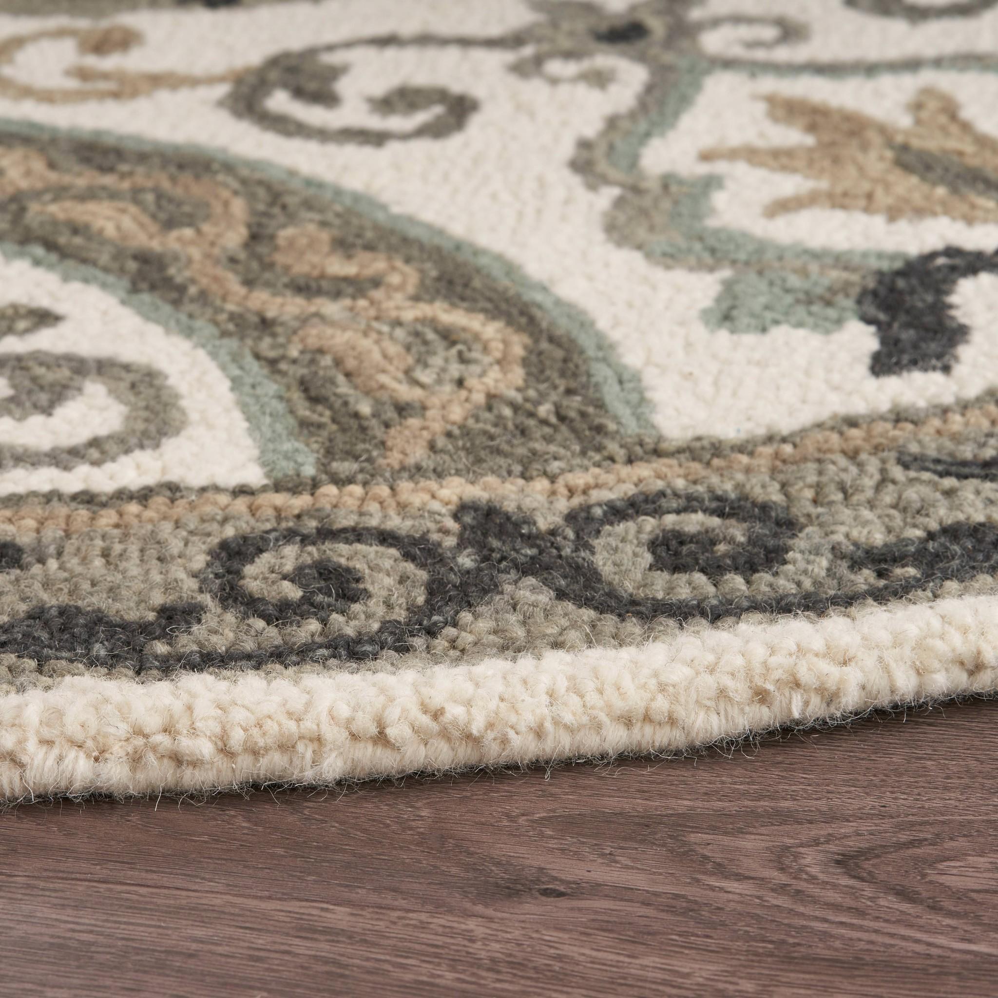 4’ Round Gray Ornate Medallion Area Rug