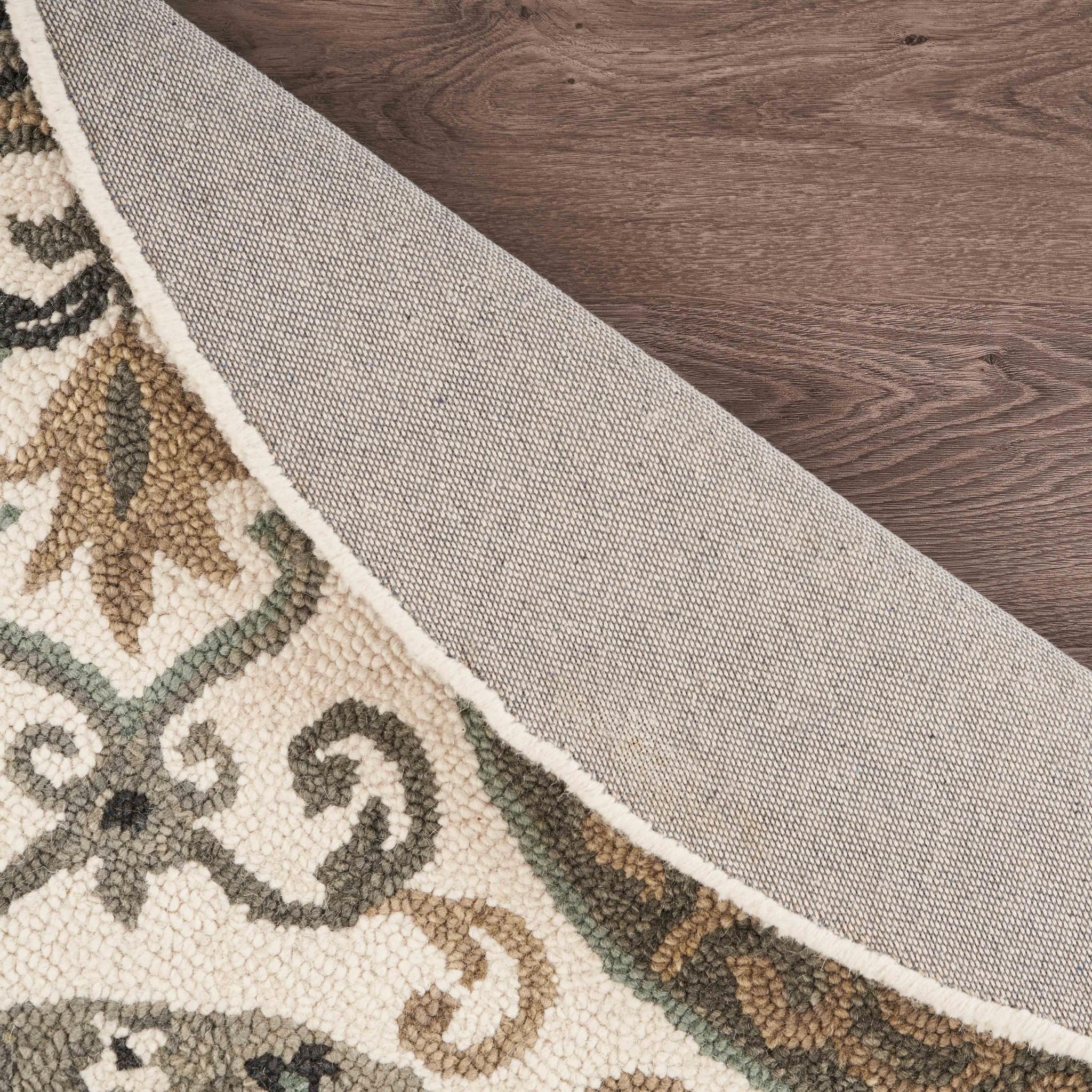 4’ Round Gray Ornate Medallion Area Rug