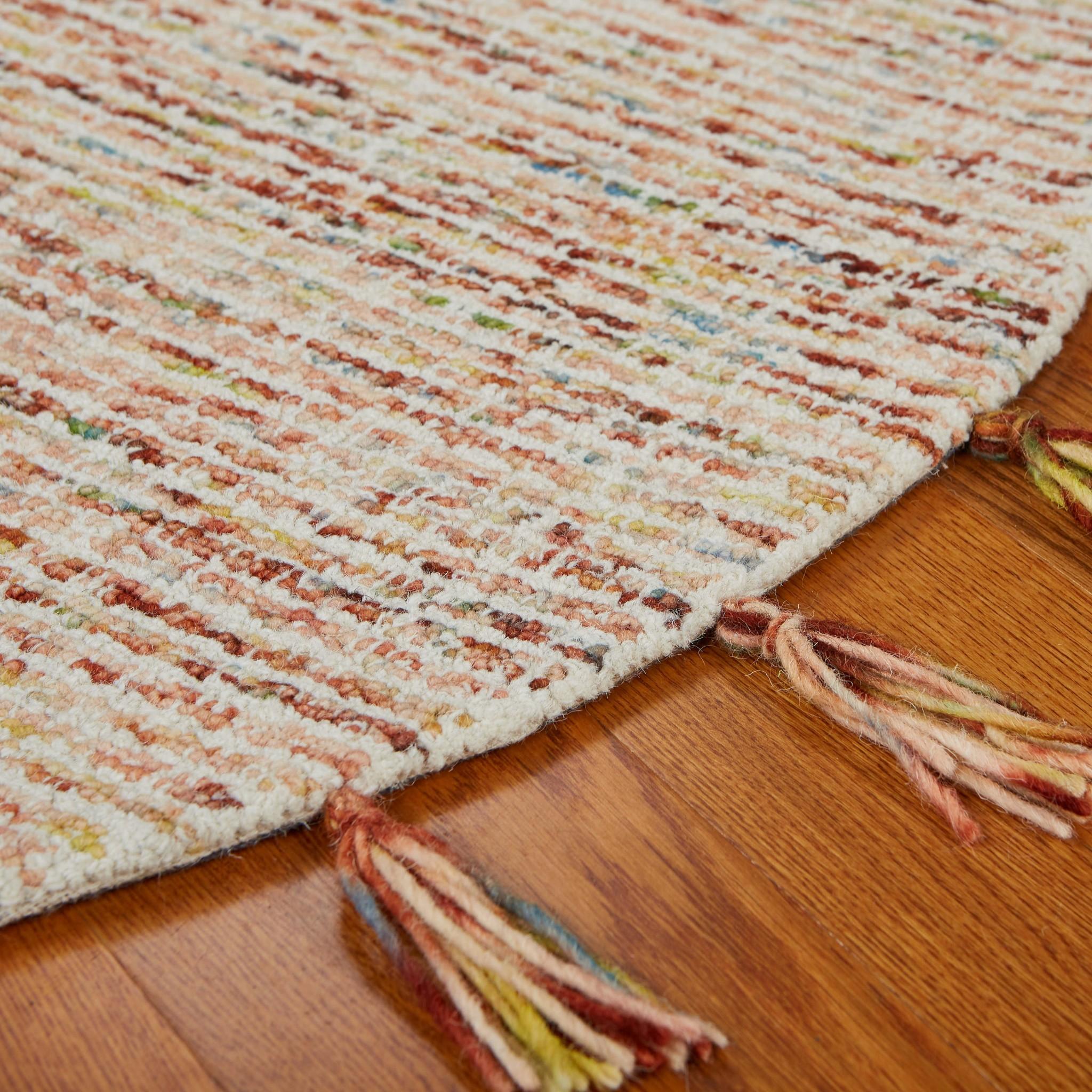 4’ Round Beige Sun Tasseled Area Rug