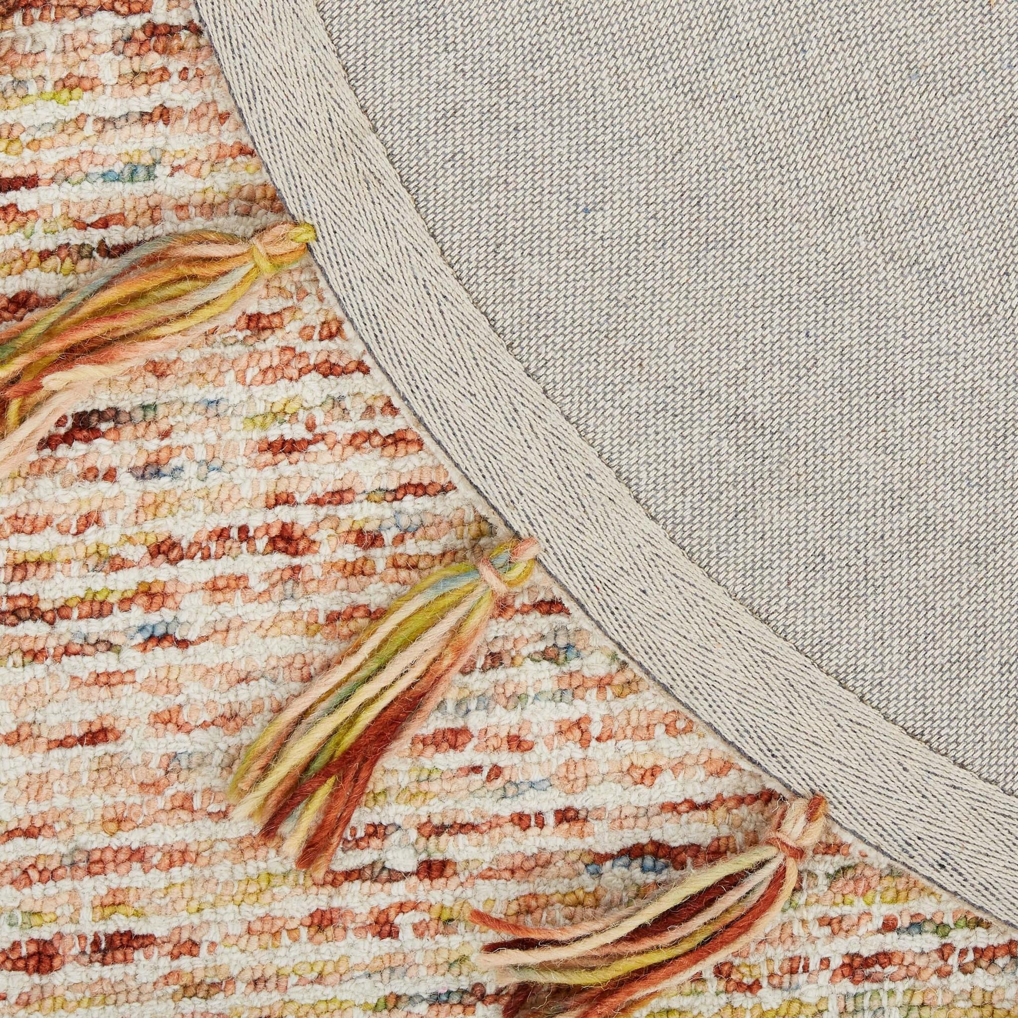 4’ Round Beige Sun Tasseled Area Rug