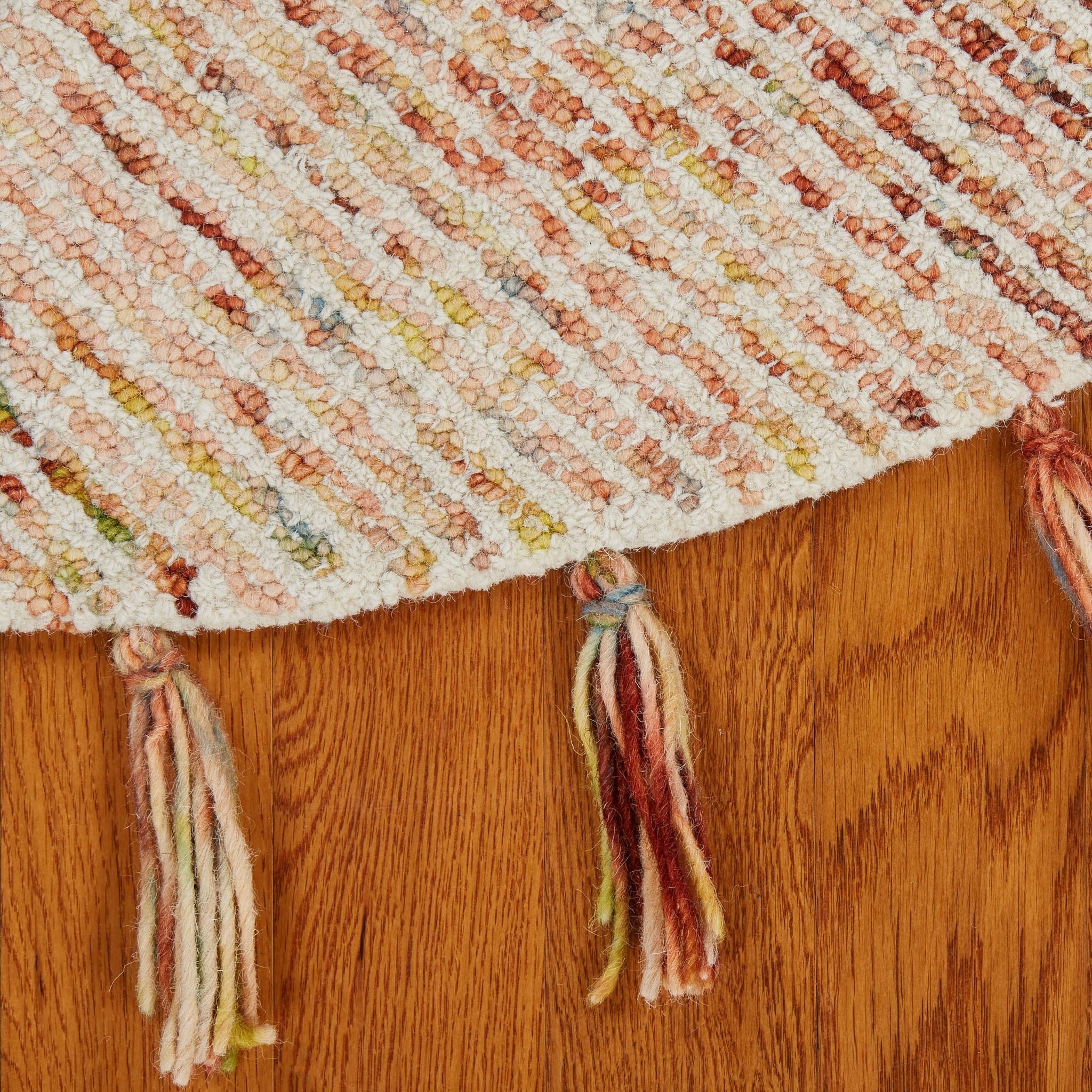 4’ Round Beige Sun Tasseled Area Rug