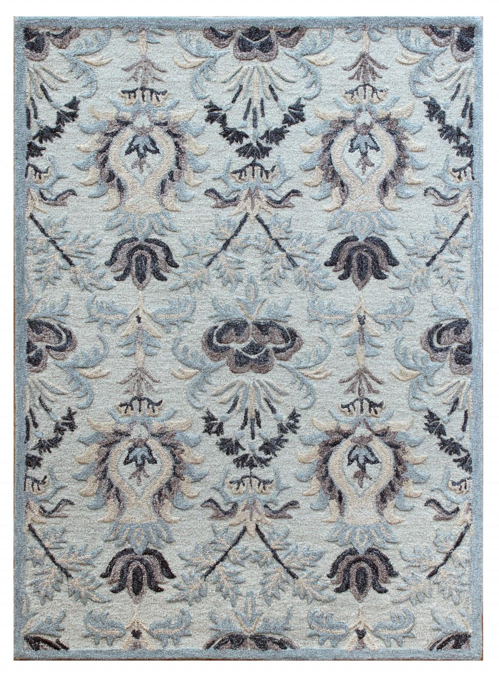 5’ x 7’ Blue Floral Patterns Area Rug