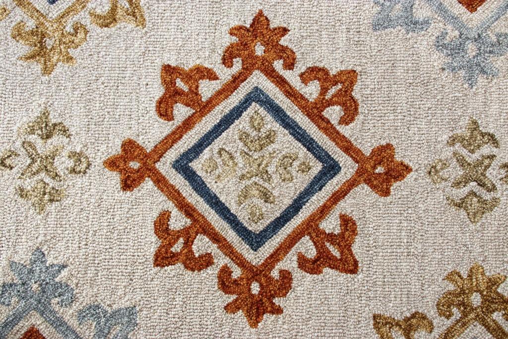 5’ x 7’ Cream and Orange Ornate Diamond Area Rug