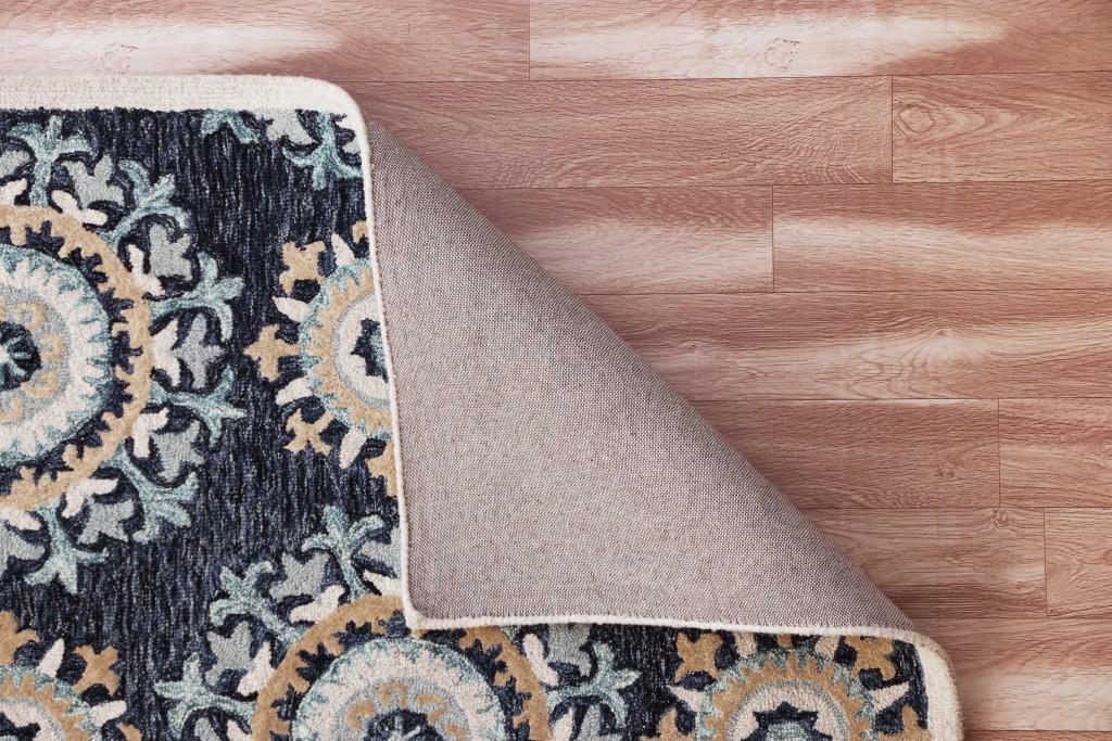 5’ x 7’ Blue and Beige Floral Disc Area Rug