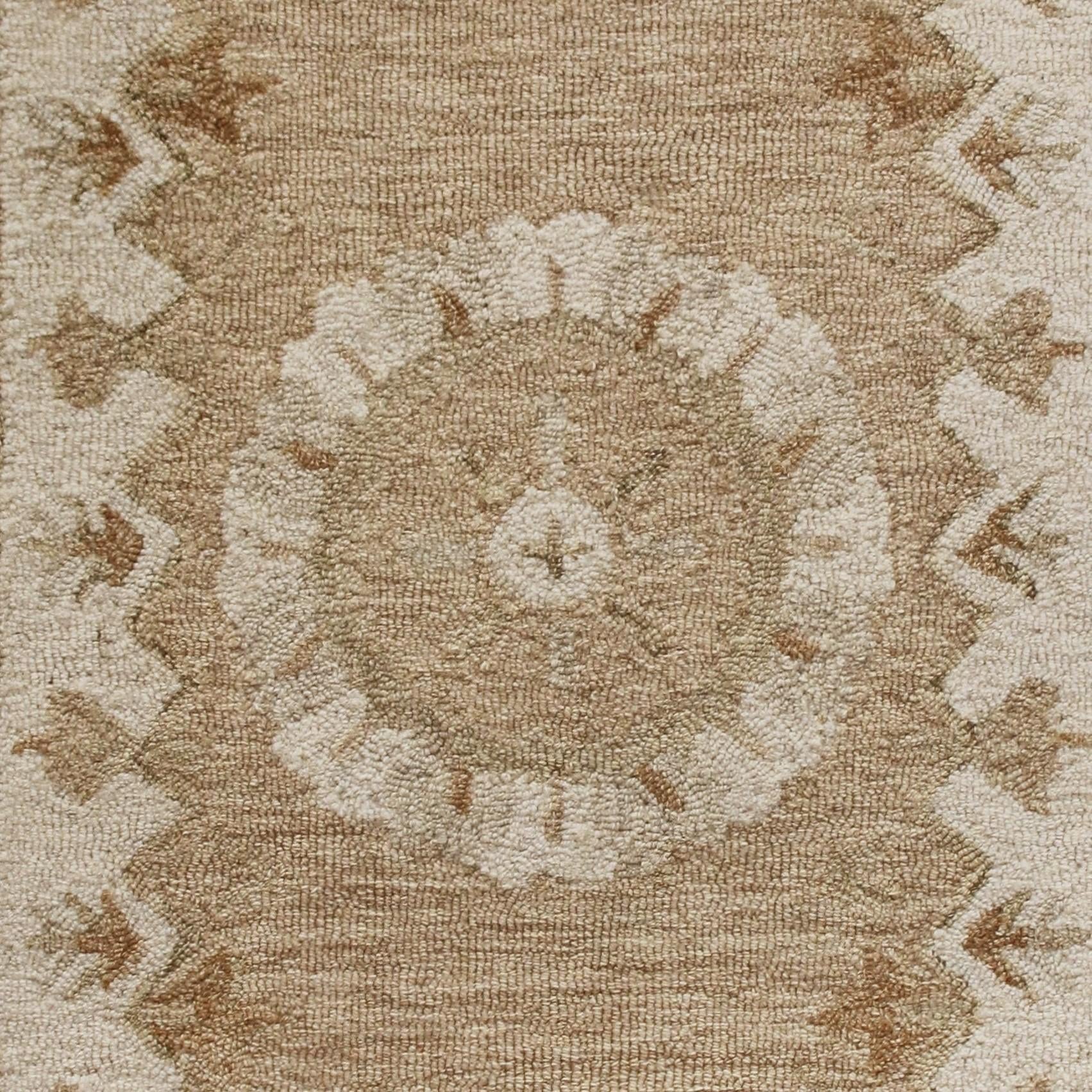 2’ x 7’ Tan Retro Modern Medallion Runner Rug