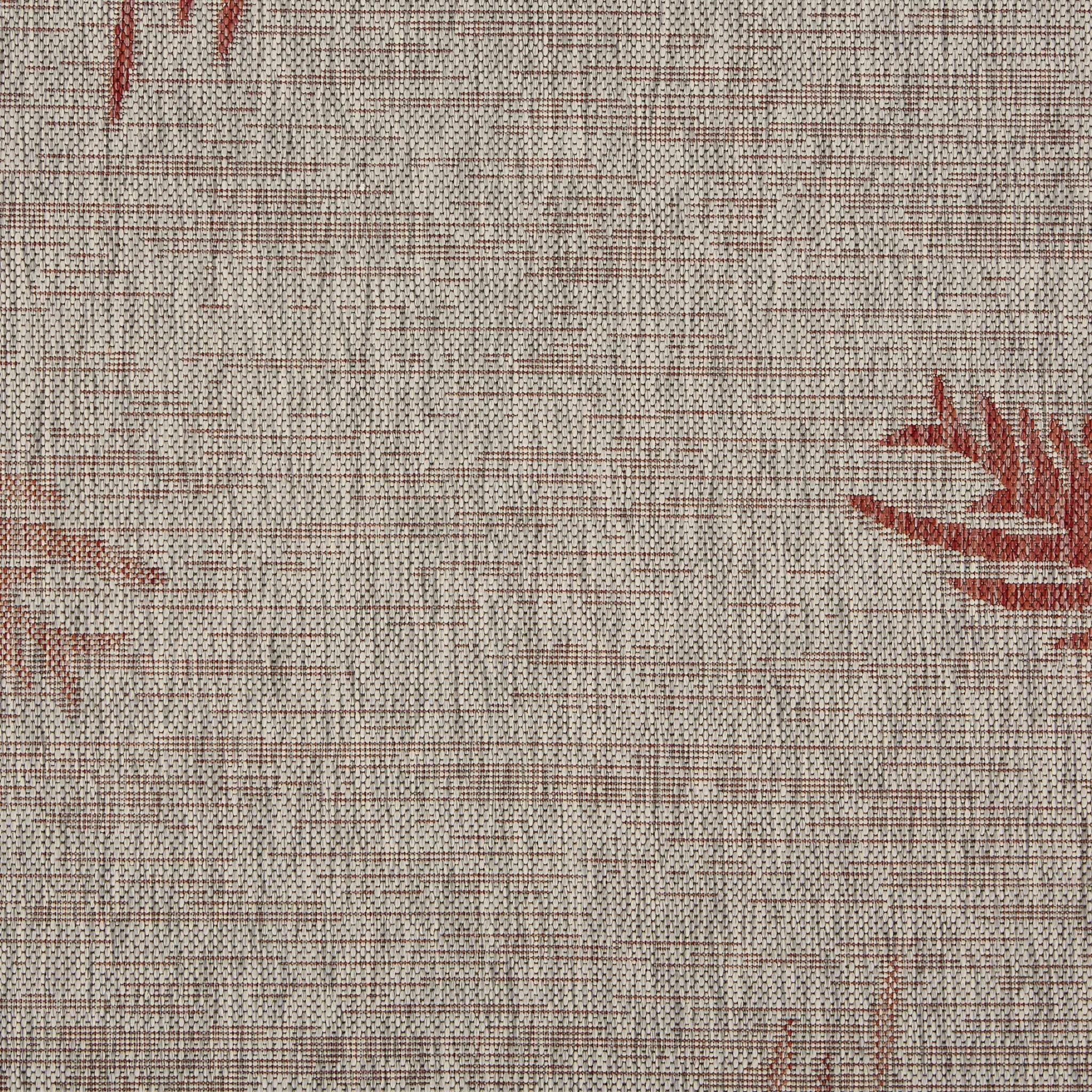 5’ x 7’ Red Palm Leaves Indoor Outdoor Area Rug