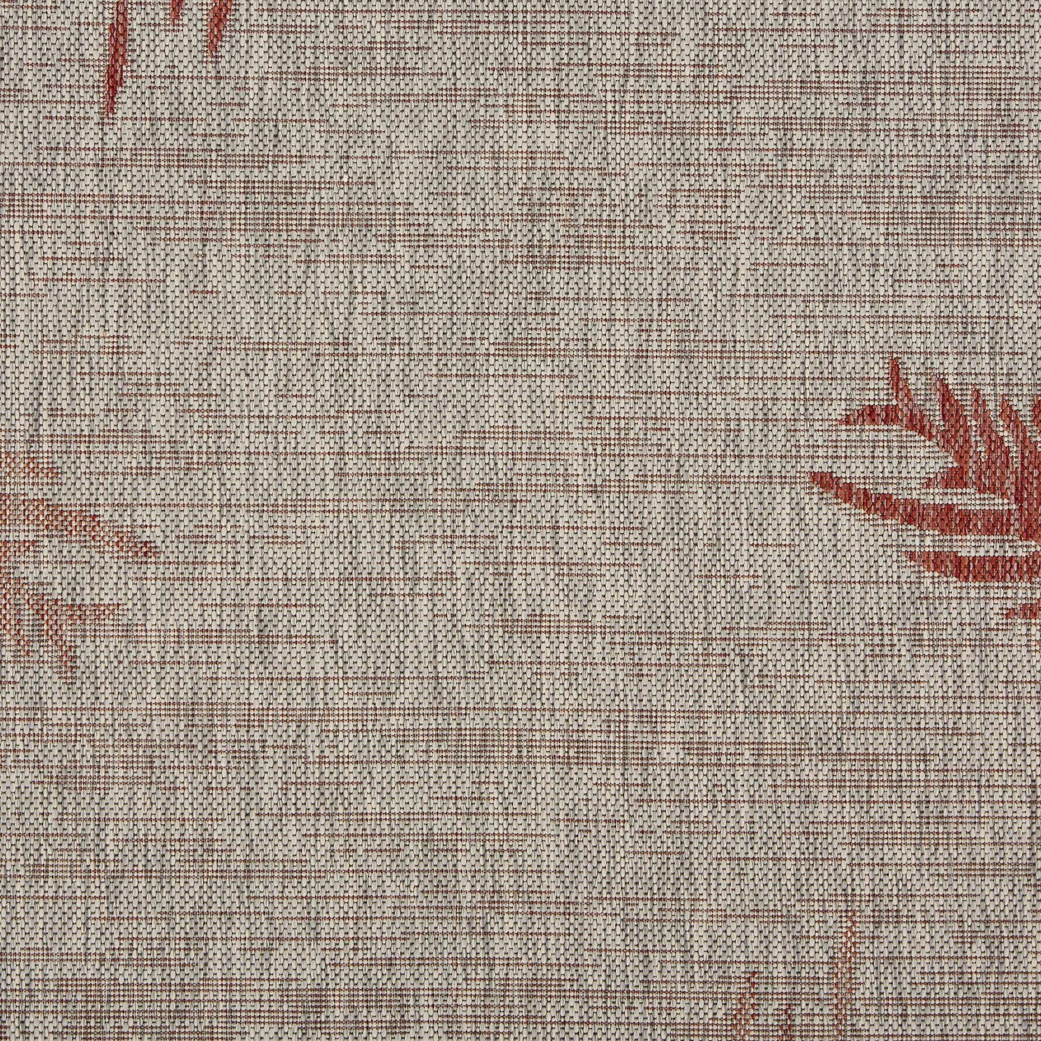 8’ x 9’ Red Palm Leaves Indoor Outdoor Area Rug