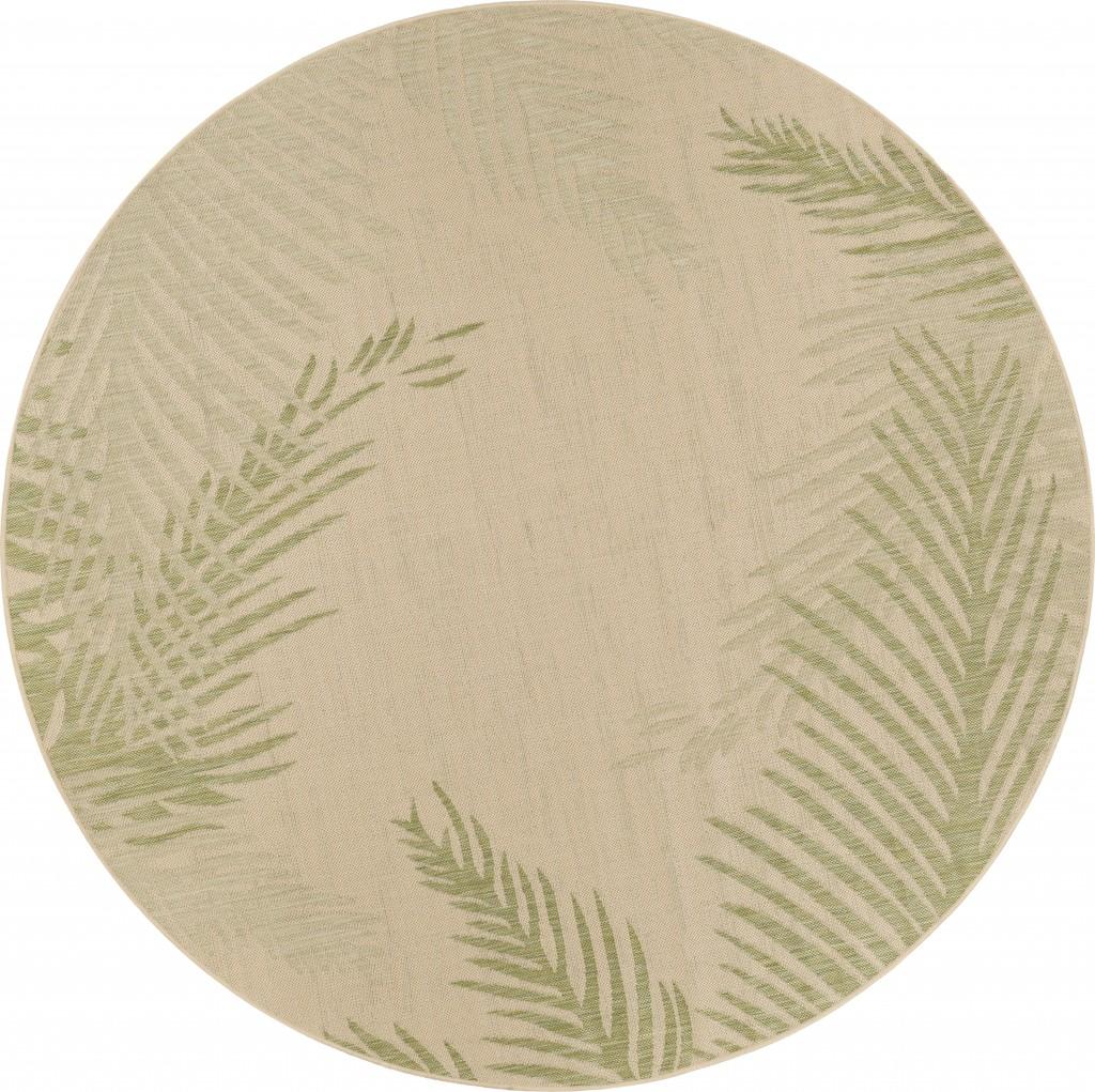 8’ Round Green Palms Indoor Outdoor Area Rug