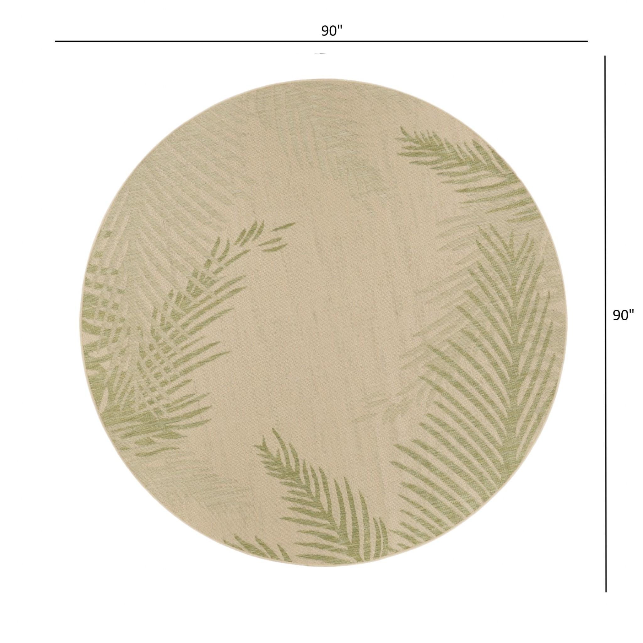 8’ Round Green Palms Indoor Outdoor Area Rug