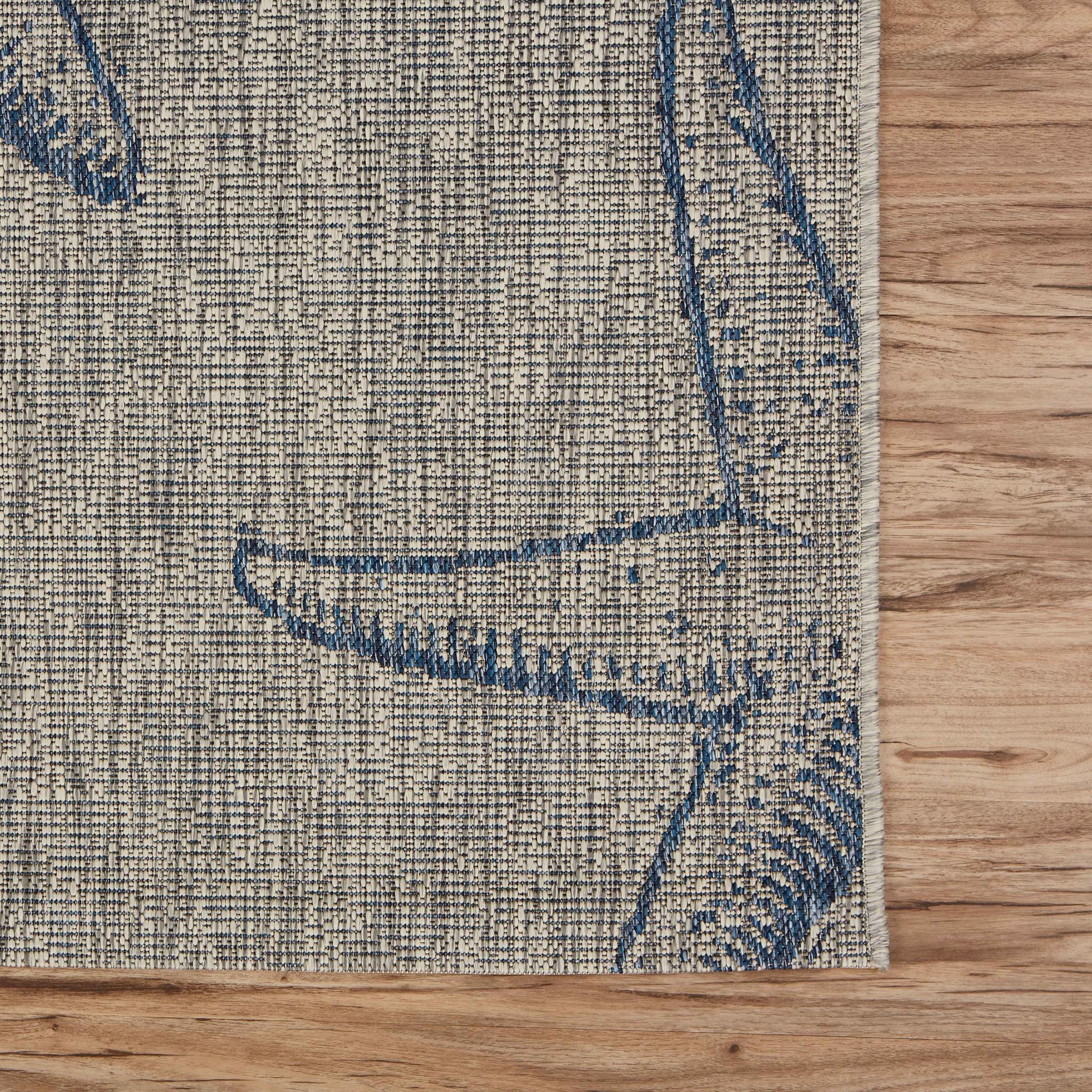 5’ x 7’ Blue Starfish Indoor Outdoor Area Rug