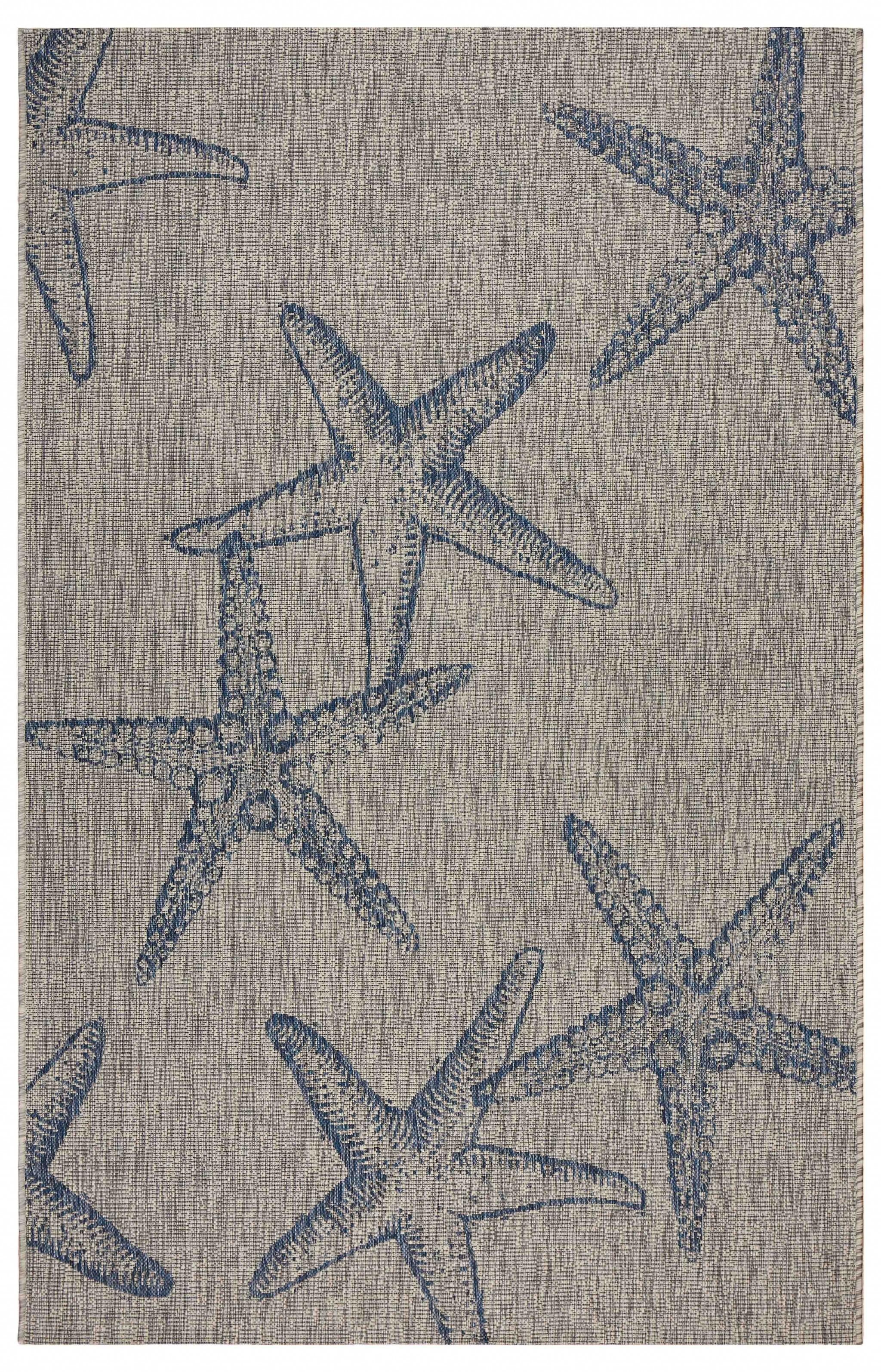 8’ x 9’ Blue Starfish Indoor Outdoor Area Rug