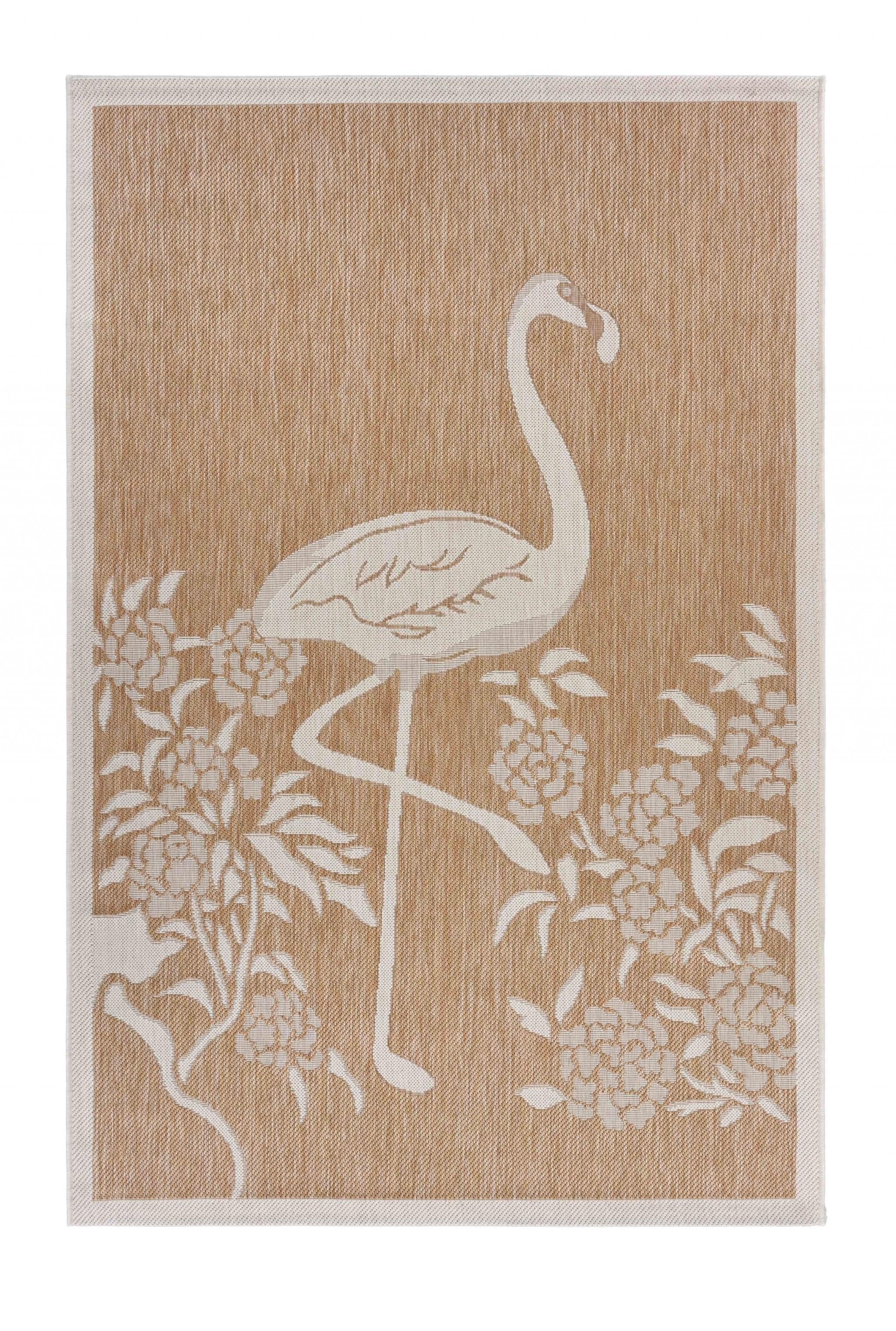 8’ x 10’ Tan Flamingo Indoor Outdoor Area Rug