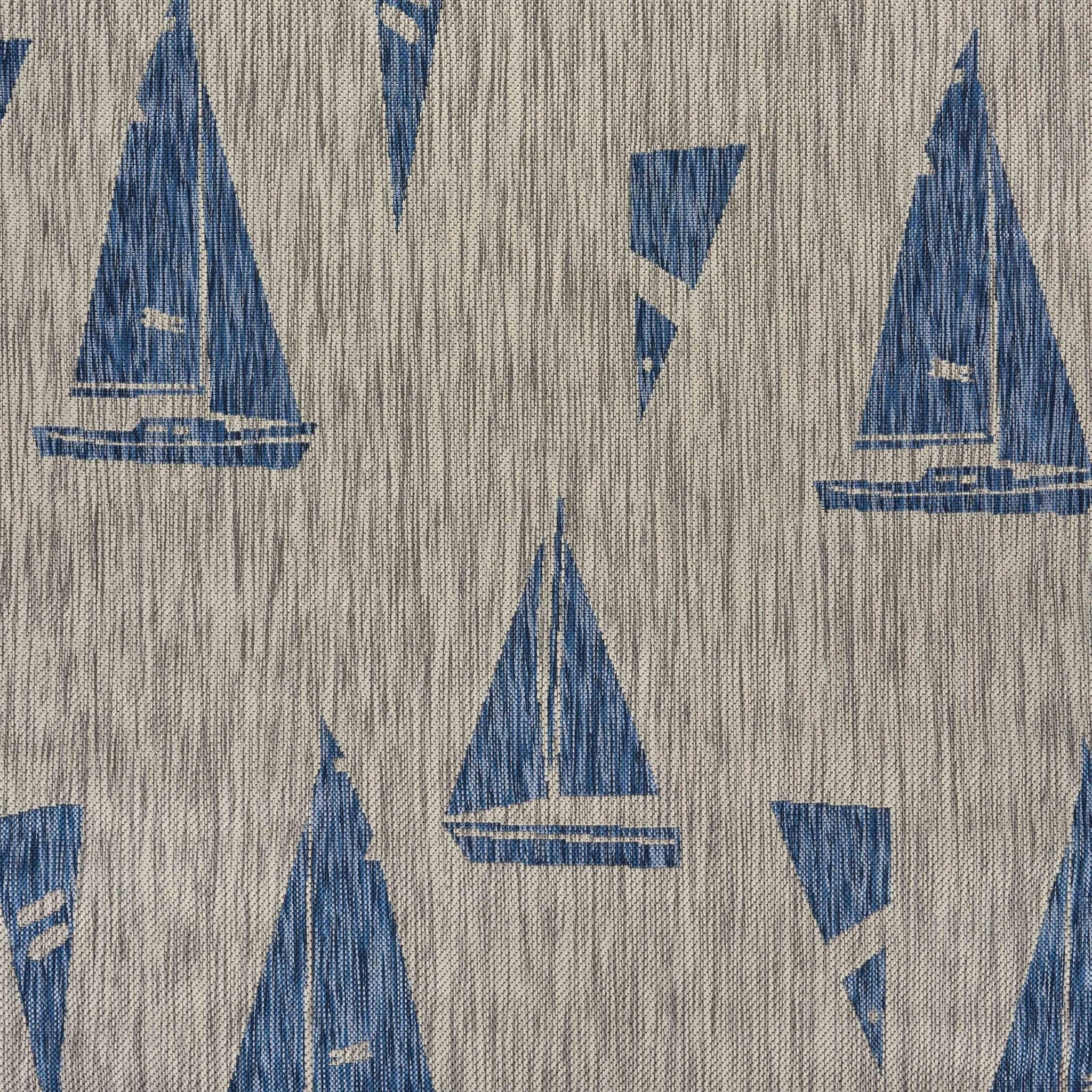 8’ x 10’ Gray Sailboat Indoor Outdoor Area Rug