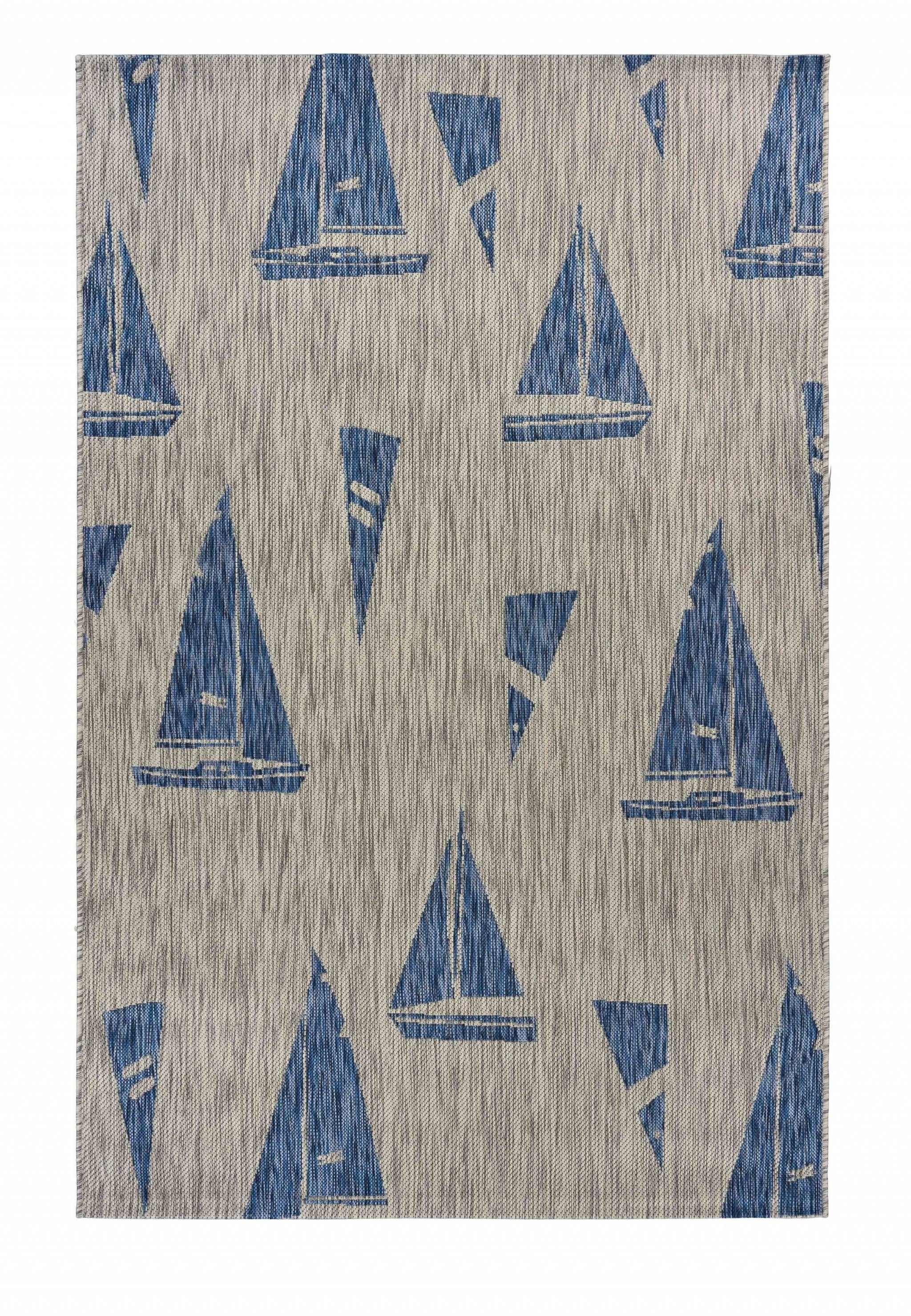 8’ x 10’ Gray Sailboat Indoor Outdoor Area Rug