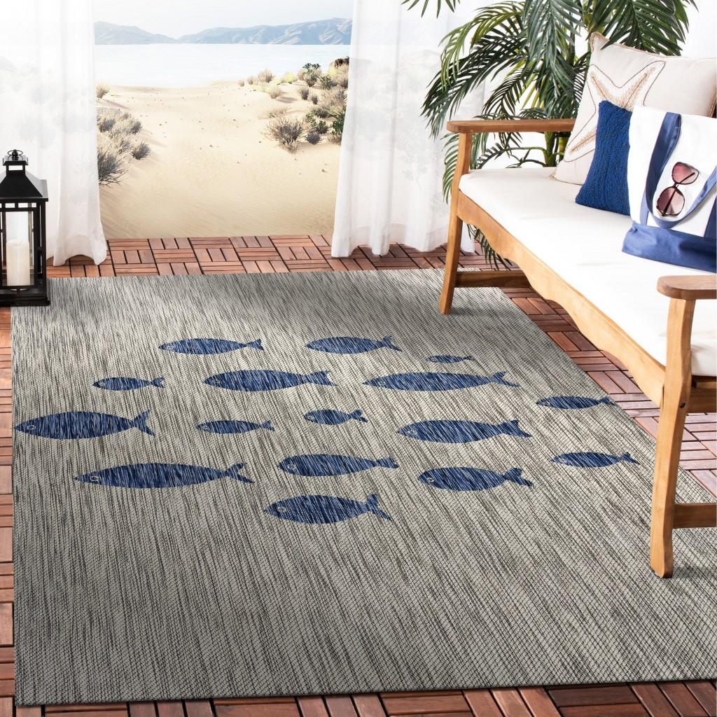 8’ x 10’ Gray Coastal Indoor Outdoor Area Rug