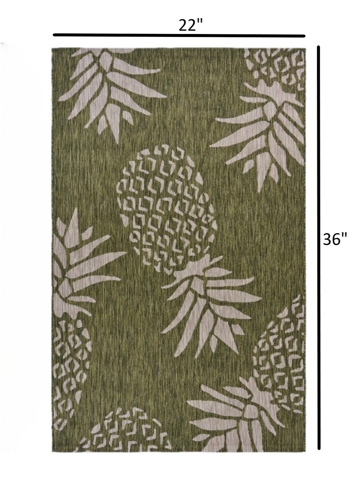 2’ x 3’ Green Pineapple Indoor Outdoor Scatter Rug