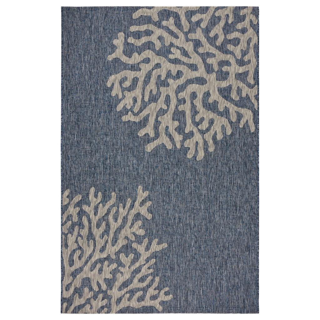 2’ x 3’ Navy Coral Reef Indoor Outdoor Scatter Rug