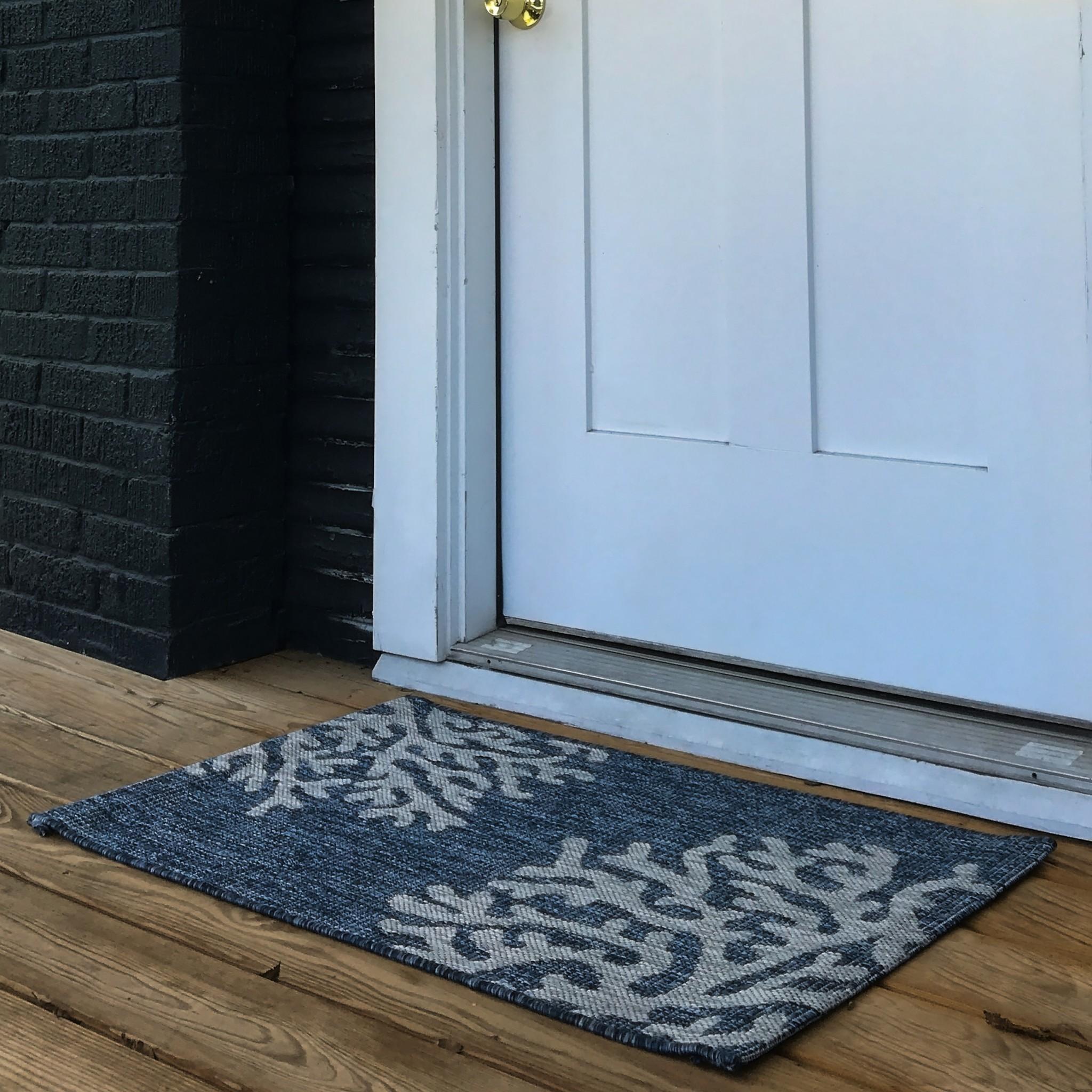 2’ x 3’ Navy Coral Reef Indoor Outdoor Scatter Rug