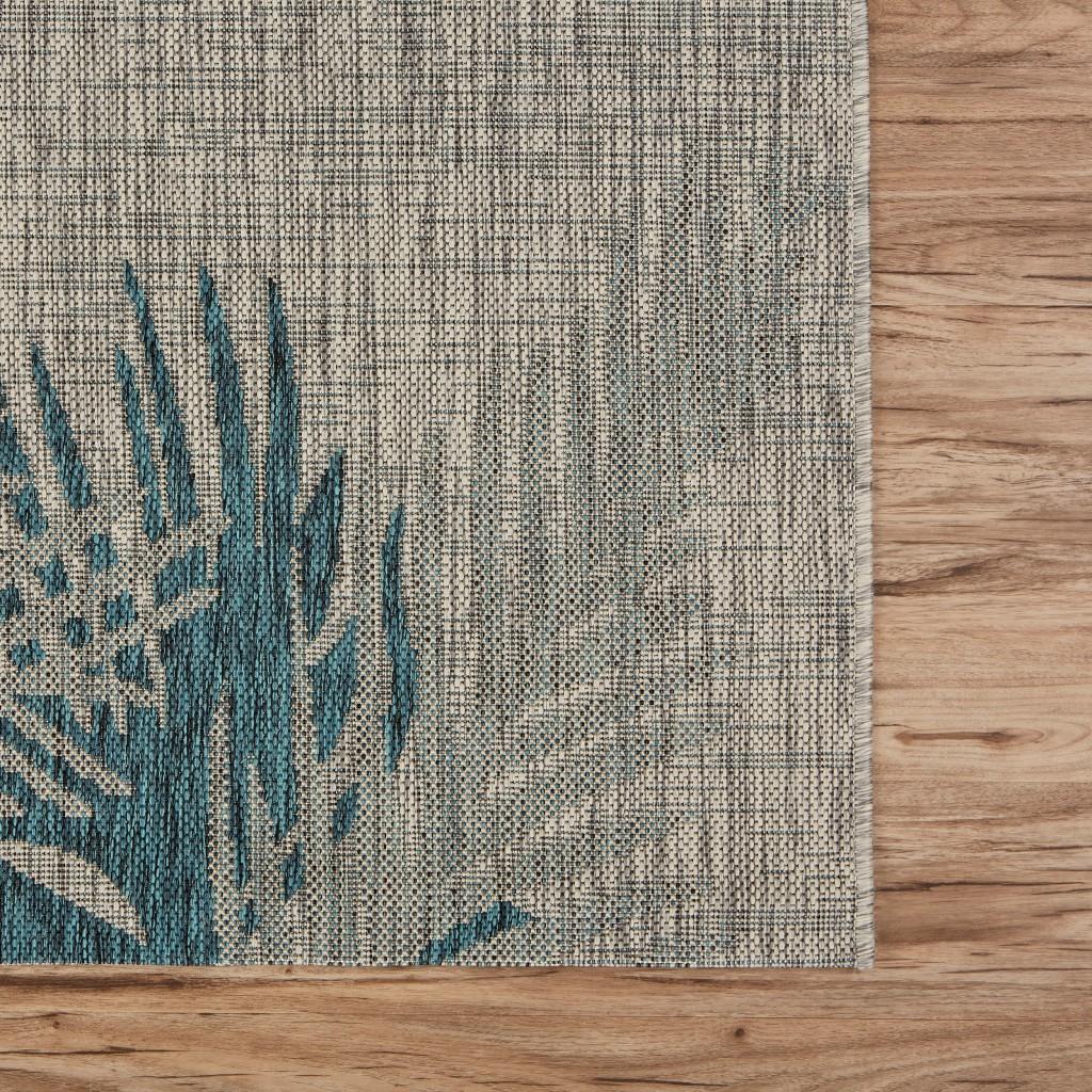 2’ x 3’ Gray Palm Leaves Indoor Outdoor Scatter Rug