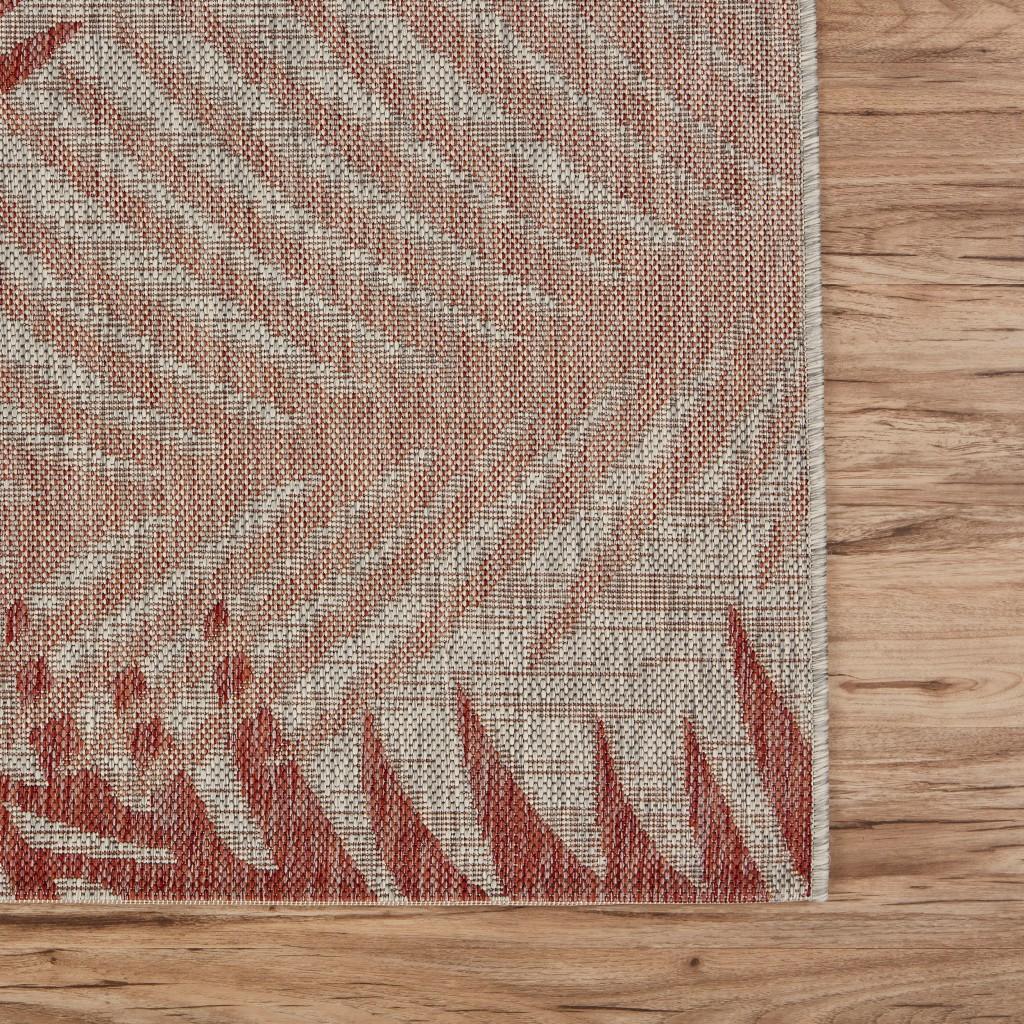 2’ x 3’ Red Palm Leaves Indoor Outdoor Scatter Rug