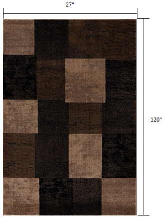2’ x 10’ Brown Geometric Blocks Runner Rug Default Title