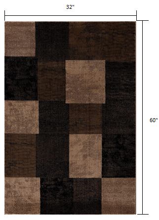 3’ x 5’ Brown Geometric Blocks Area Rug