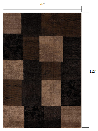 7’ x 9’ Brown Geometric Blocks Area Rug Default Title