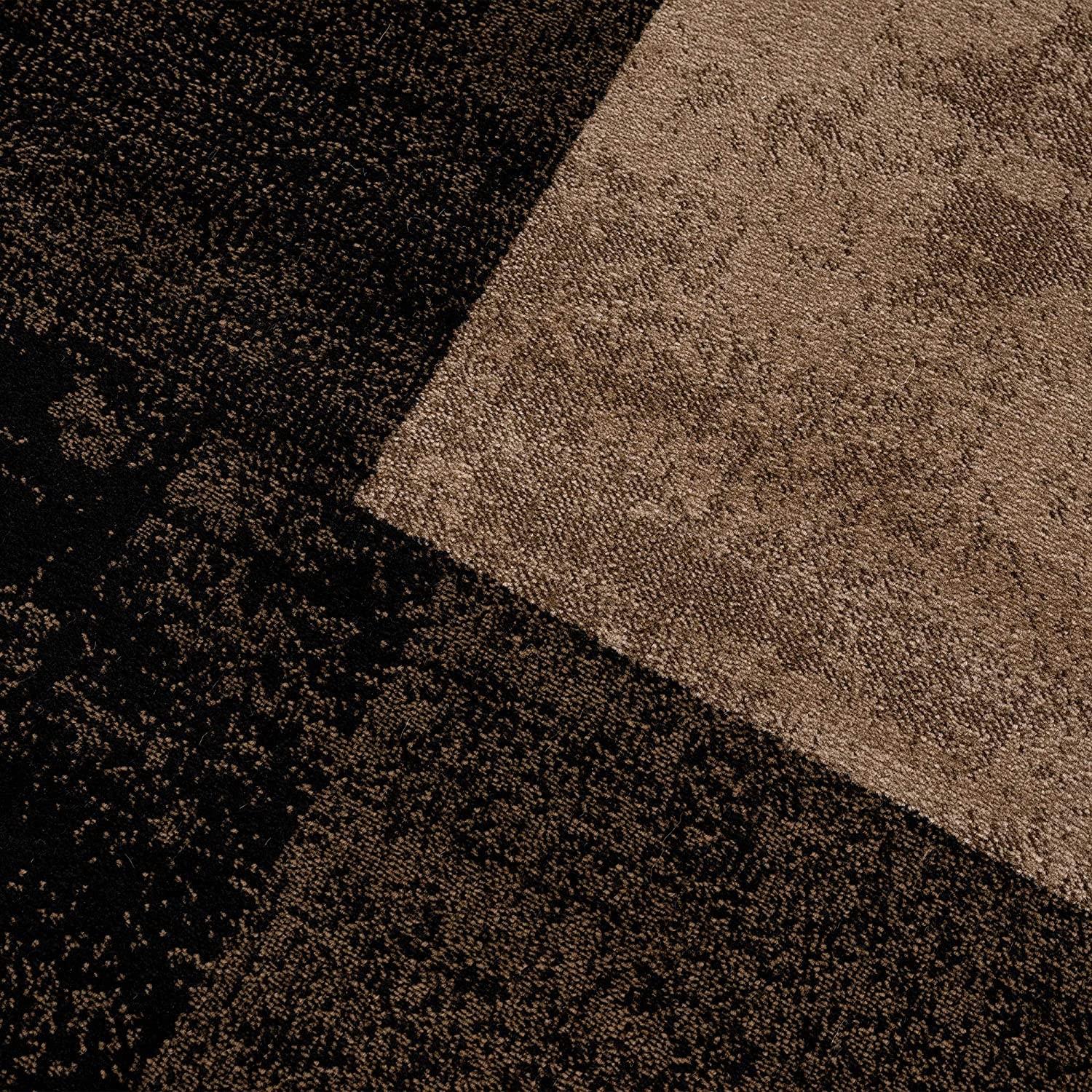 8’ x 11’ Brown Geometric Blocks Area Rug