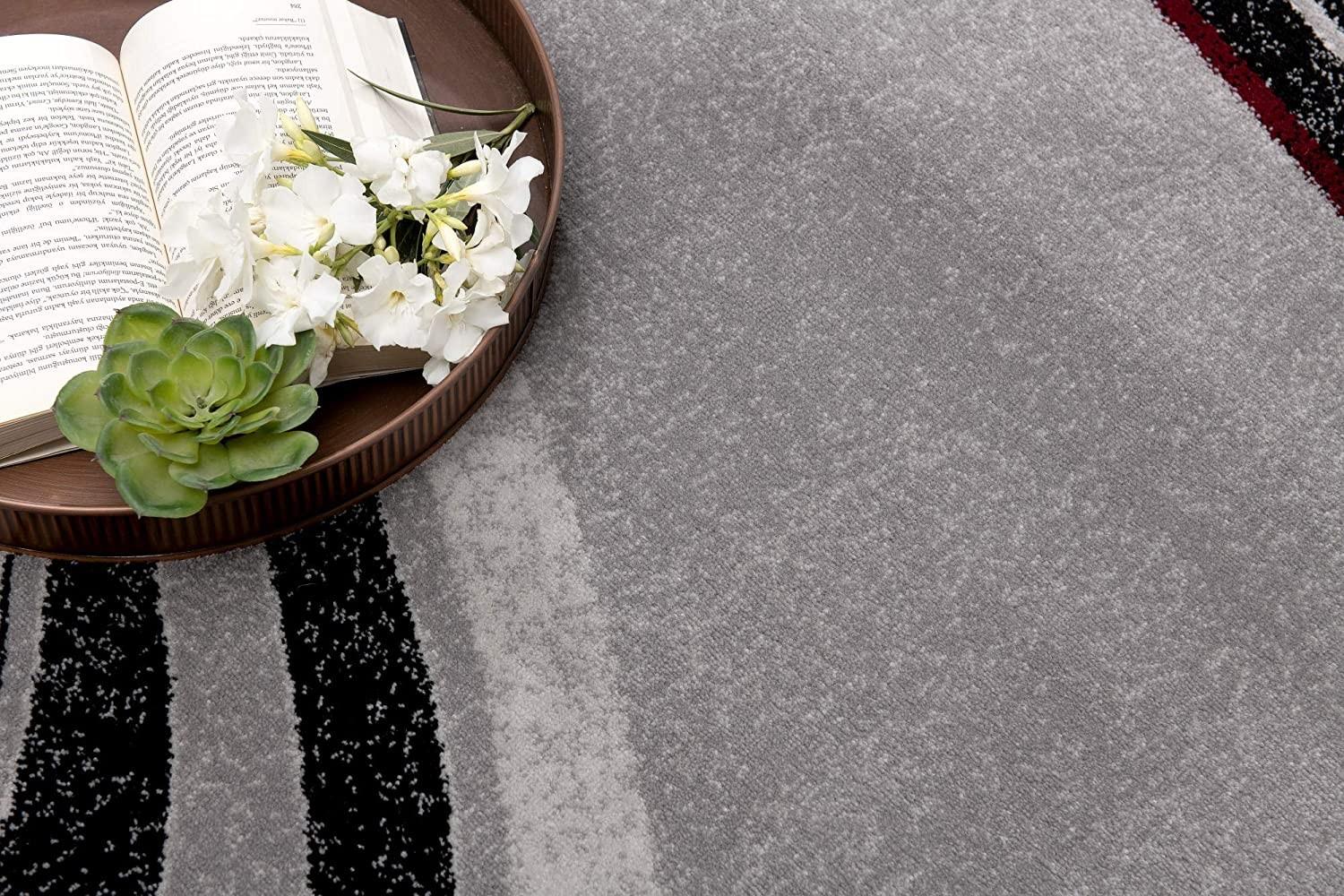 2’ x 20’ Gray Modern Geometric Runner Rug