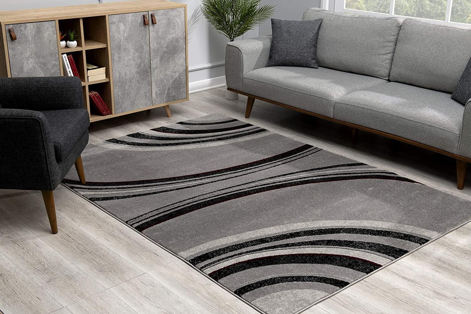 2’ x 8’ Gray Modern Geometric Runner Rug